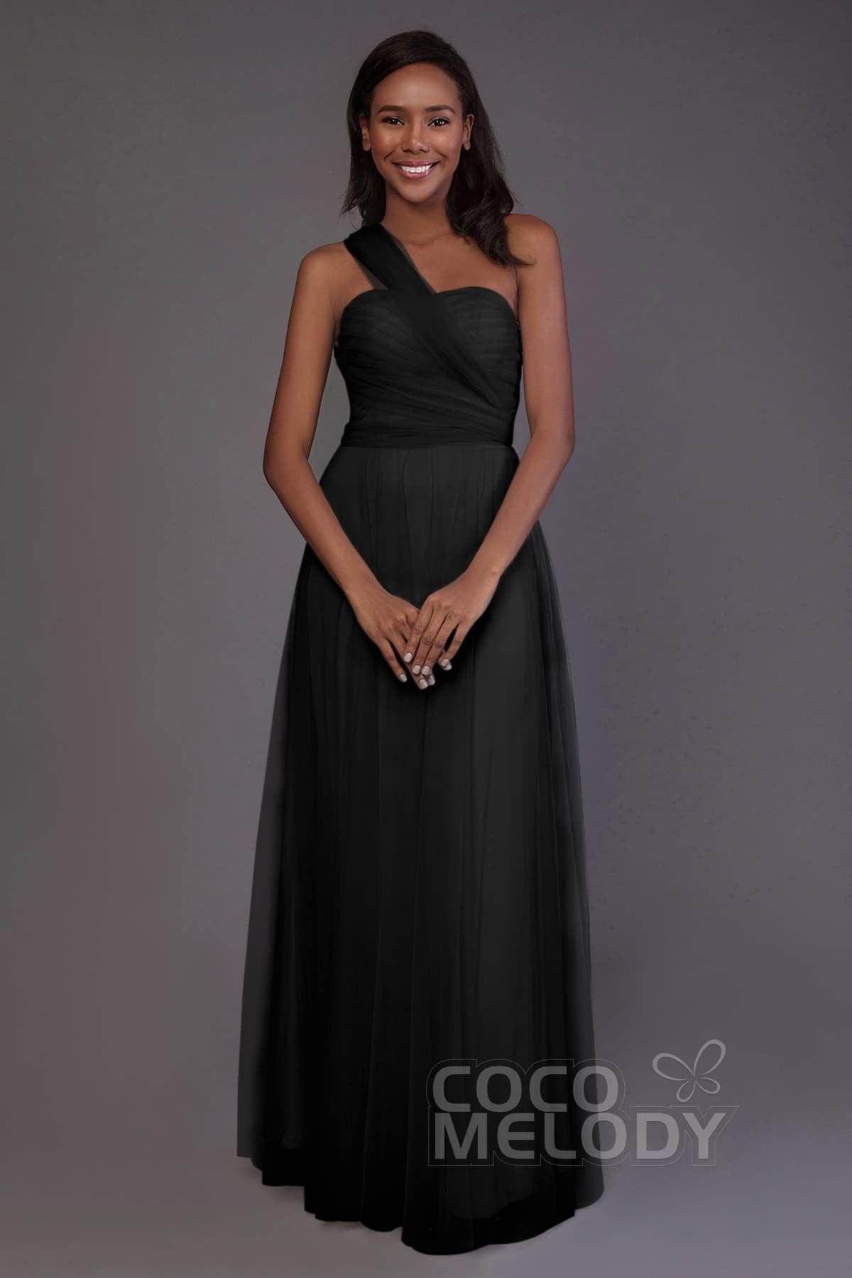 Sheath-Column Floor Length Tulle Bridesmaid Dress PR3502 - COCOMELODY