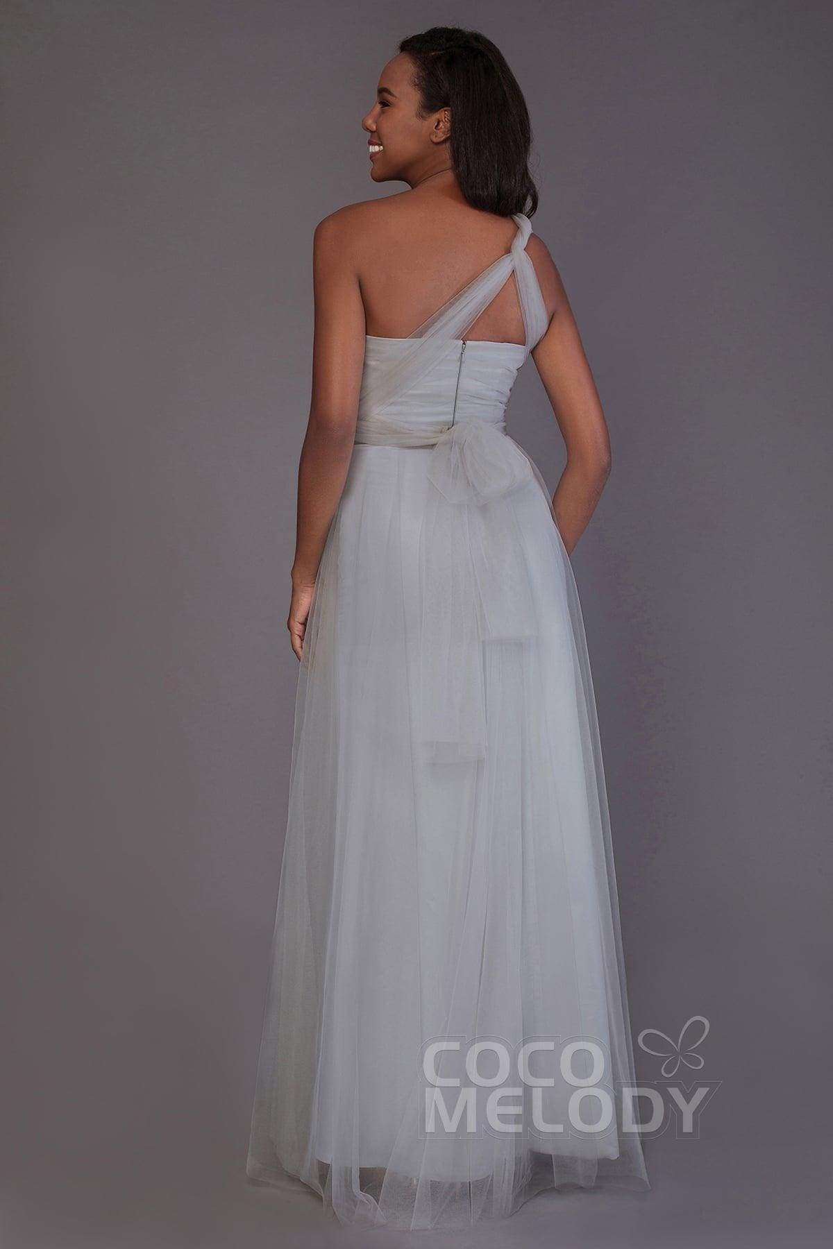 Sheath-Column Floor Length Tulle Bridesmaid Dress PR3502 - COCOMELODY