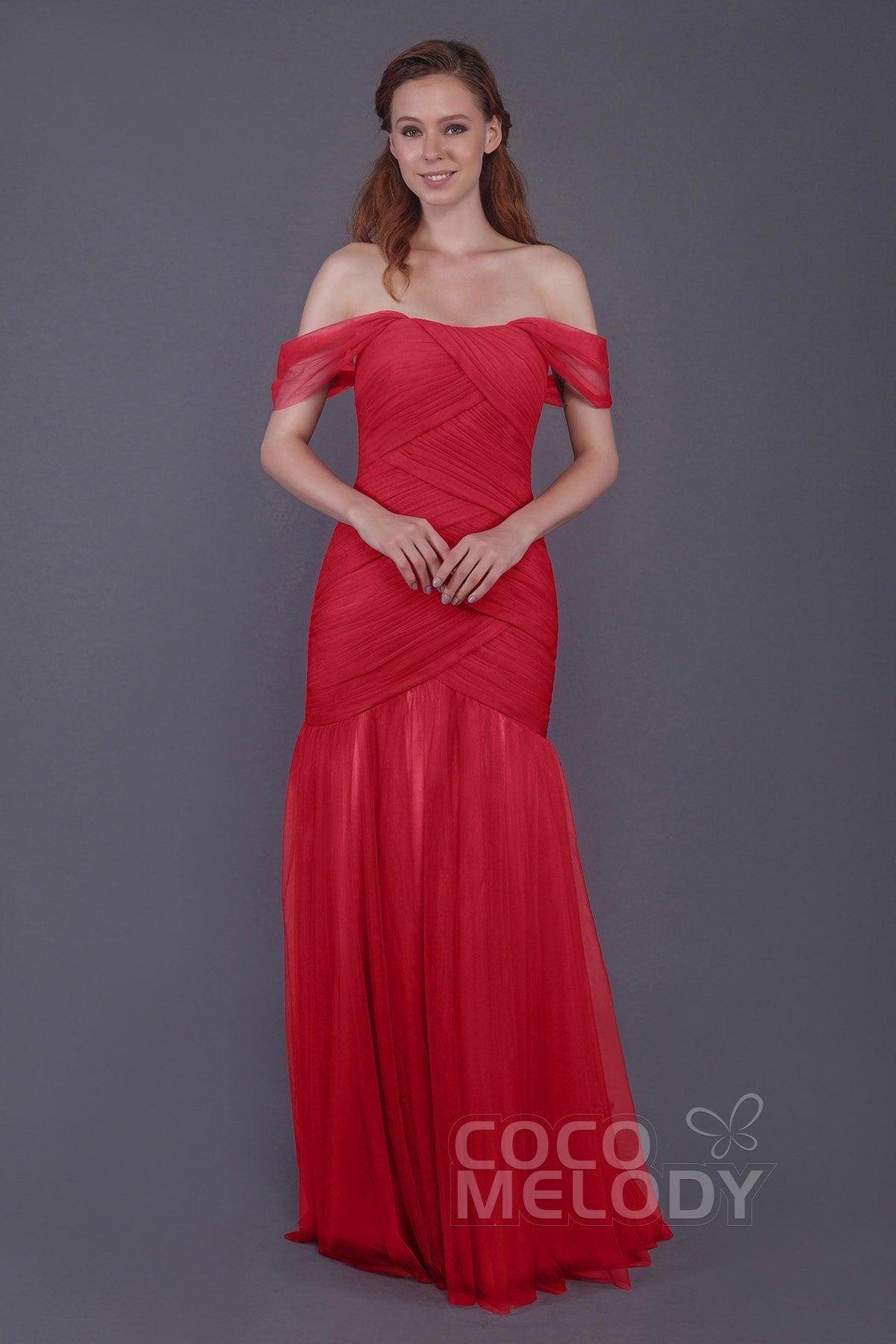 Trumpet-Mermaid Floor Length Tulle Bridesmaid Dress PR3504 - COCOMELODY