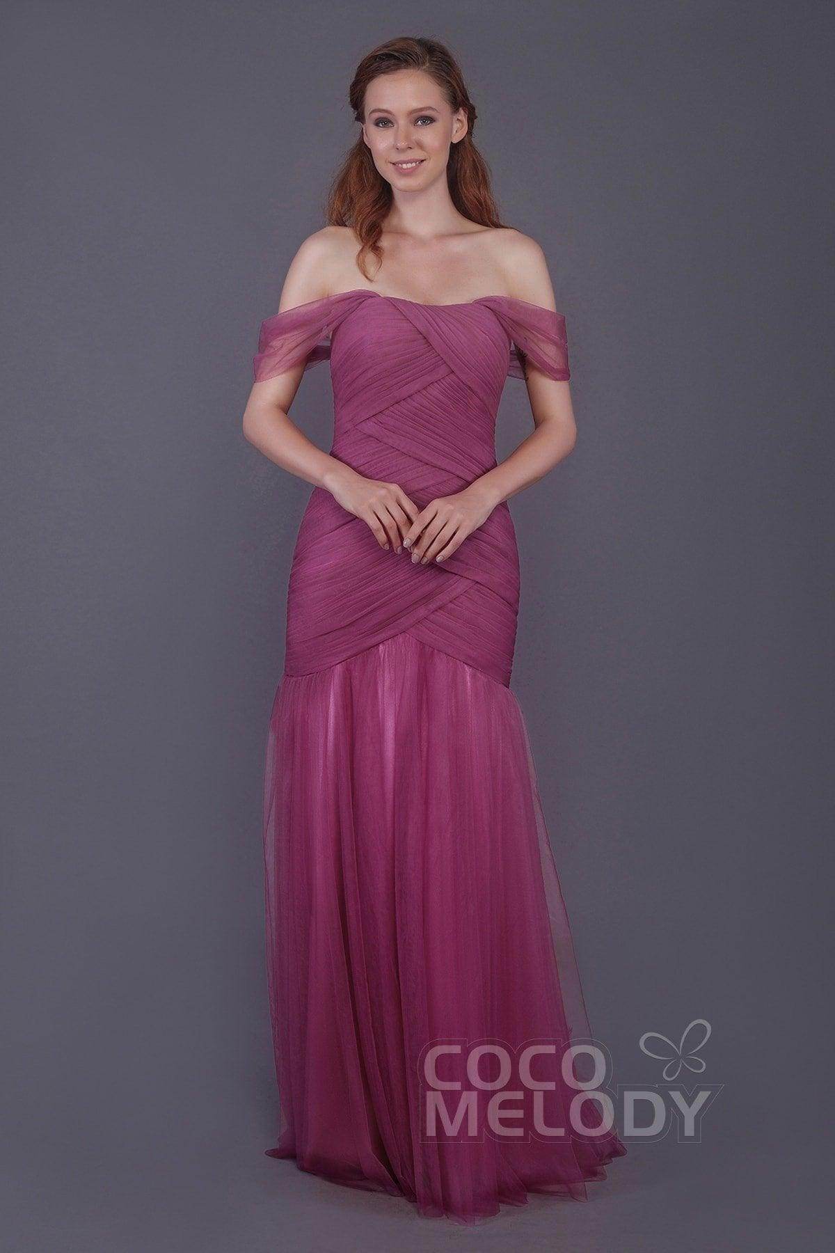 Trumpet-Mermaid Floor Length Tulle Bridesmaid Dress PR3504 - COCOMELODY