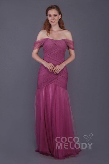 Trumpet-Mermaid Floor Length Tulle Bridesmaid Dress PR3504 - COCOMELODY