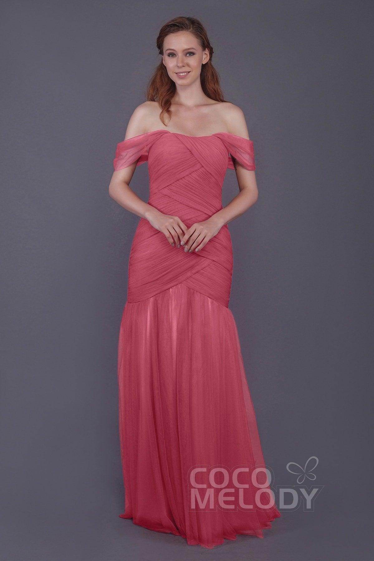 Trumpet-Mermaid Floor Length Tulle Bridesmaid Dress PR3504 - COCOMELODY