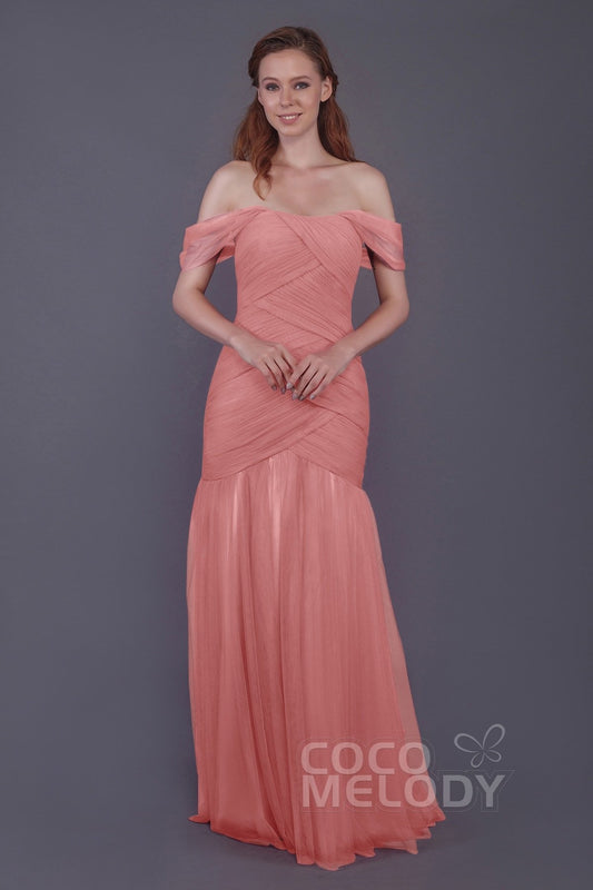 Trumpet-Mermaid Floor Length Tulle Bridesmaid Dress PR3504