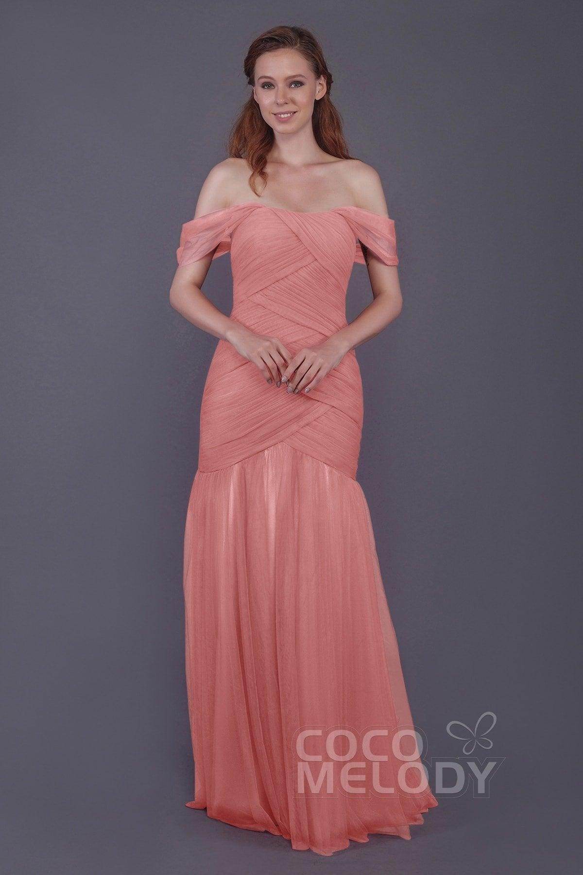 Trumpet-Mermaid Floor Length Tulle Bridesmaid Dress PR3504 - COCOMELODY