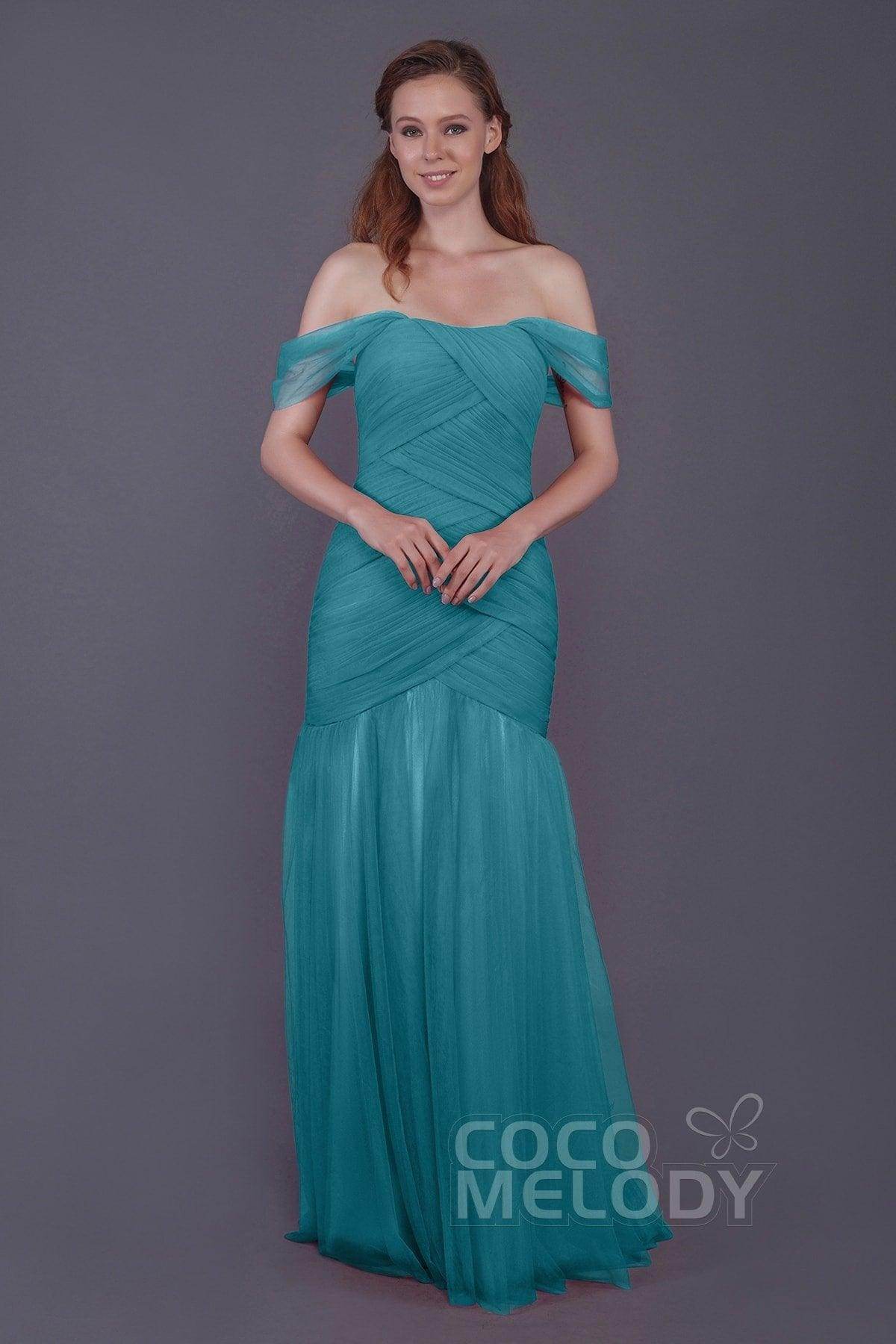 Trumpet-Mermaid Floor Length Tulle Bridesmaid Dress PR3504 - COCOMELODY