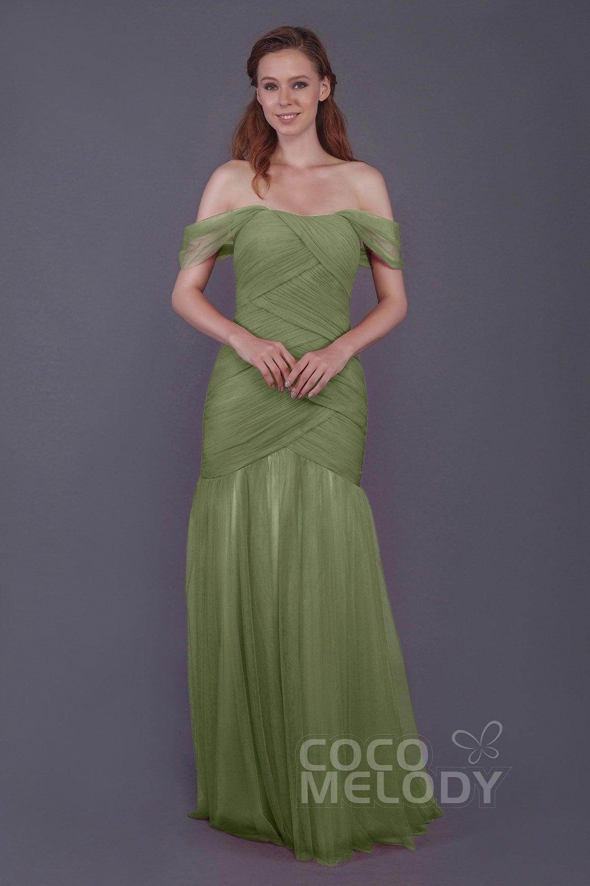 Trumpet-Mermaid Floor Length Tulle Bridesmaid Dress PR3504 - COCOMELODY