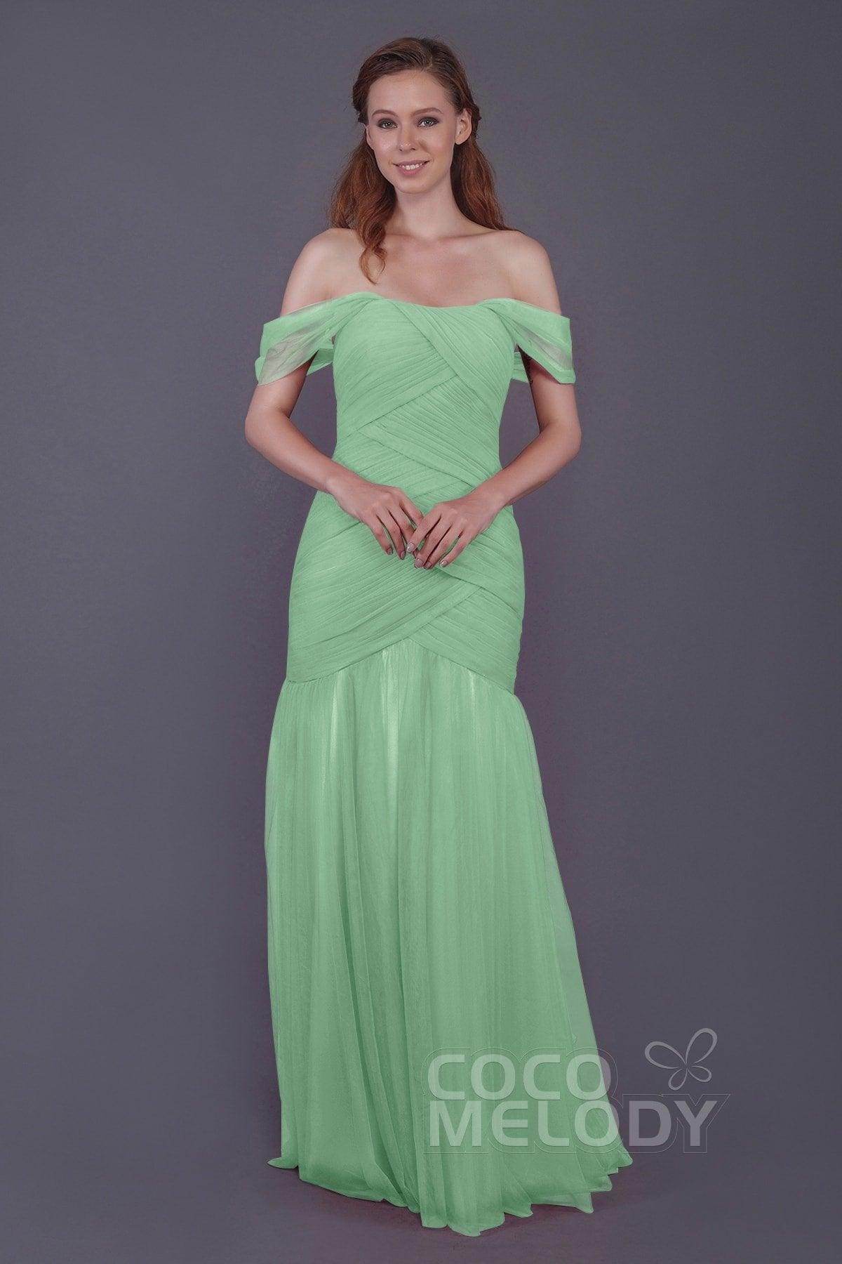 Trumpet-Mermaid Floor Length Tulle Bridesmaid Dress PR3504 - COCOMELODY