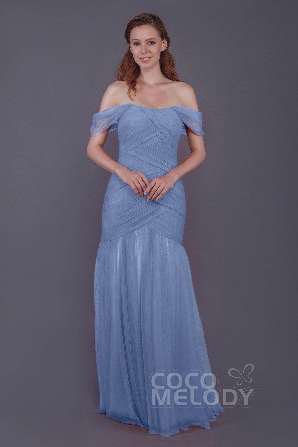 Trumpet-Mermaid Floor Length Tulle Bridesmaid Dress PR3504 - COCOMELODY
