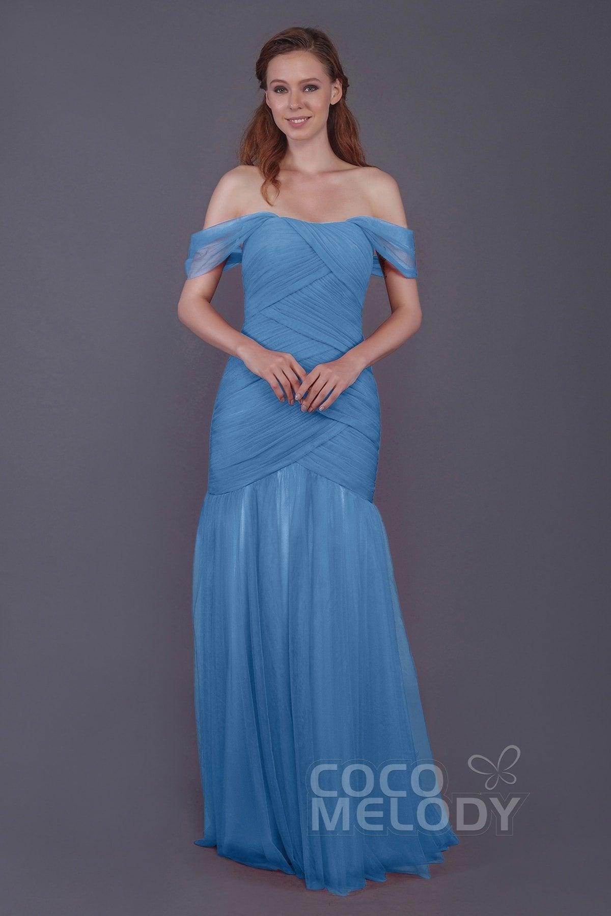 Trumpet-Mermaid Floor Length Tulle Bridesmaid Dress PR3504 - COCOMELODY