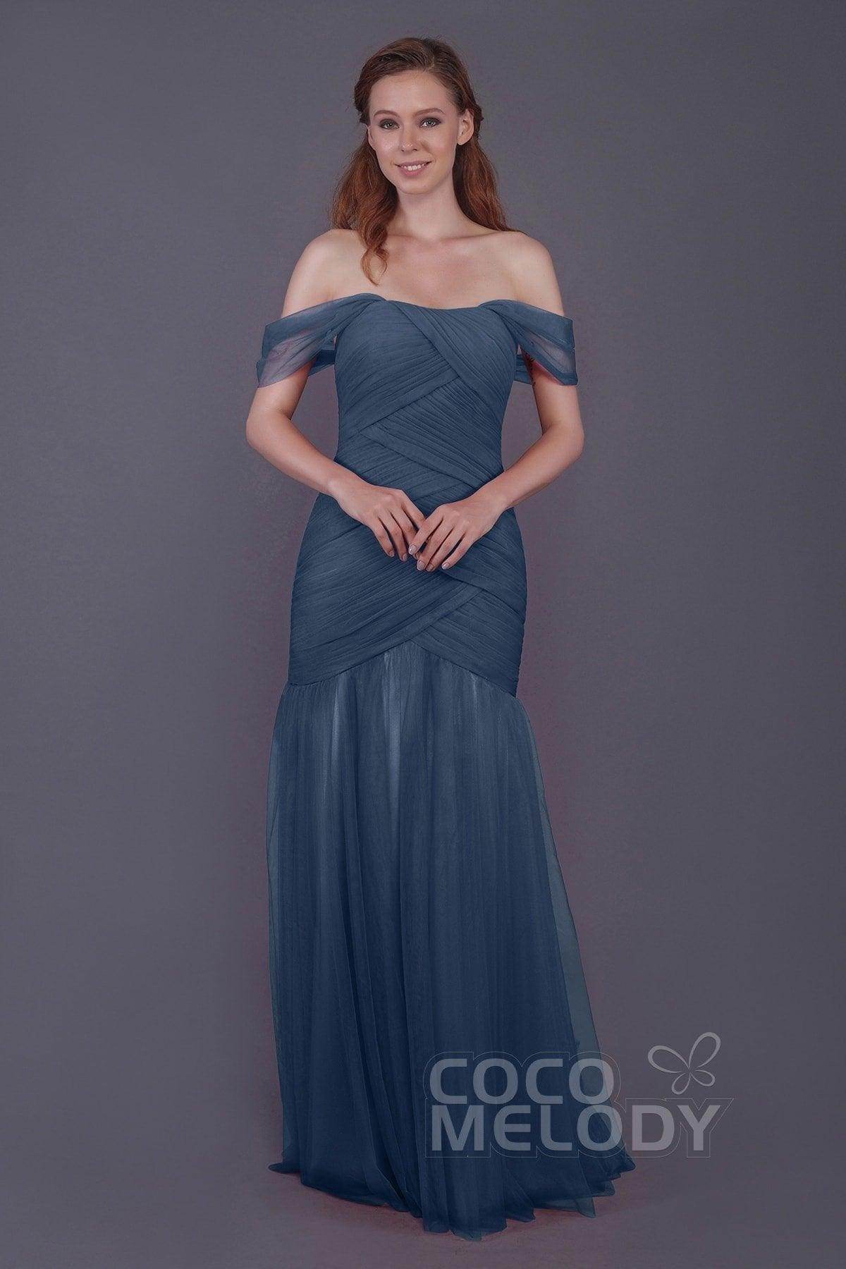 Trumpet-Mermaid Floor Length Tulle Bridesmaid Dress PR3504 - COCOMELODY