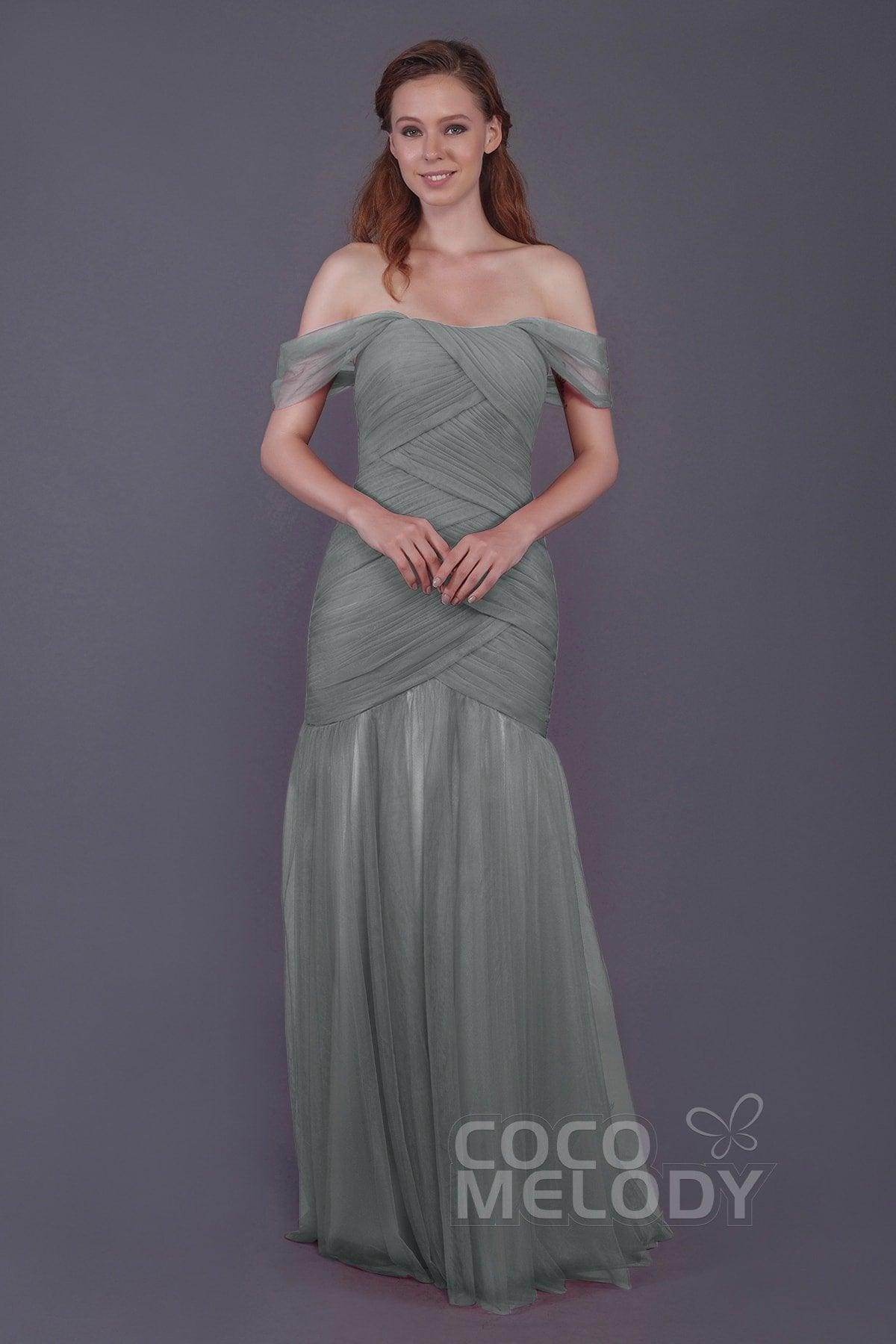 Trumpet-Mermaid Floor Length Tulle Bridesmaid Dress PR3504 - COCOMELODY