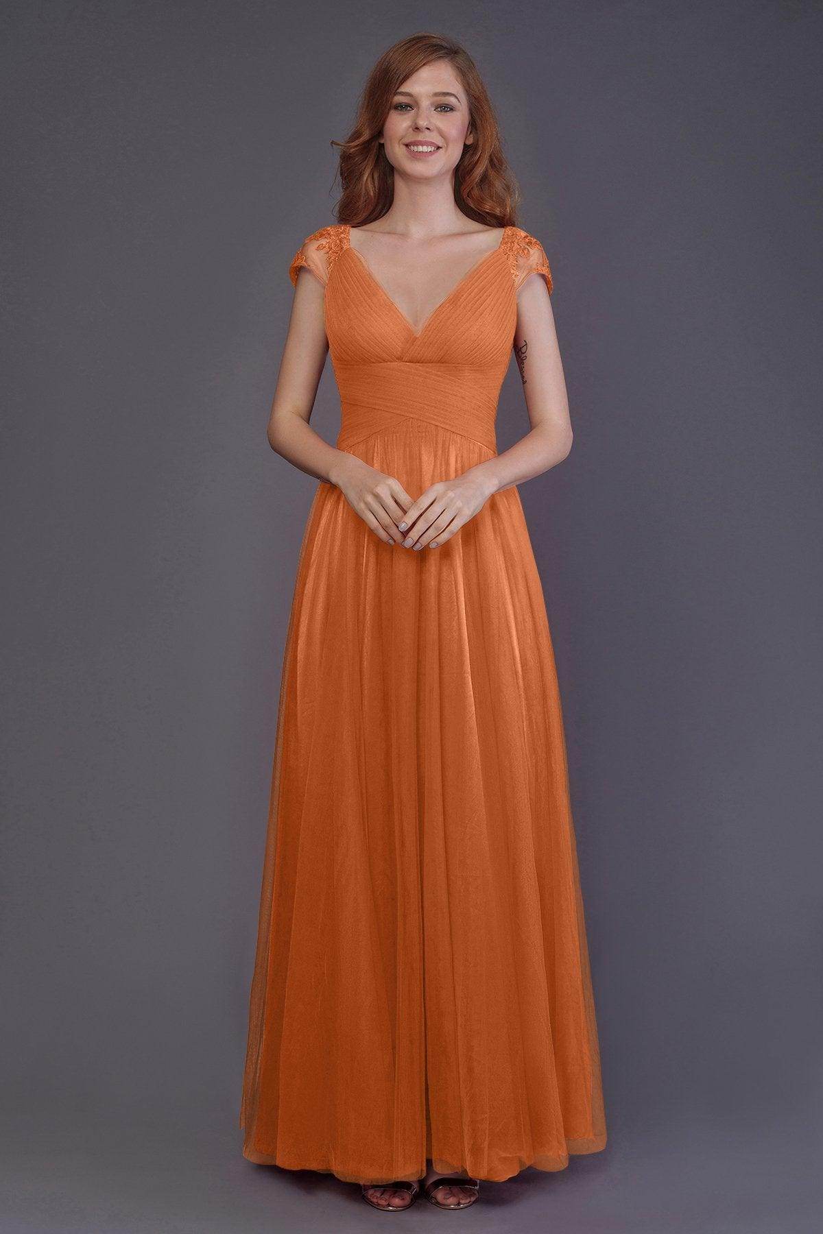 Sheath-Column Floor Length Tulle Bridesmaid Dress PR3510 - COCOMELODY