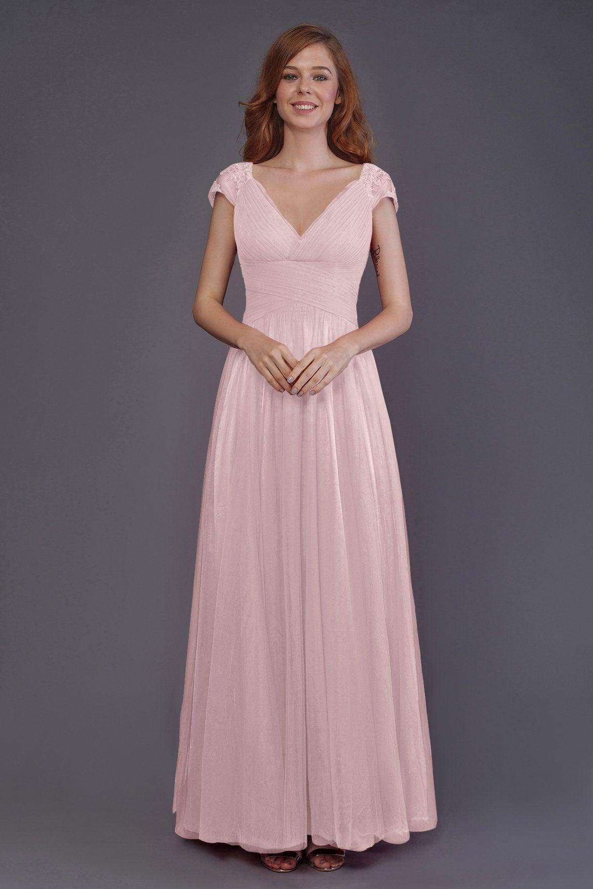 Sheath-Column Floor Length Tulle Bridesmaid Dress PR3510 - COCOMELODY