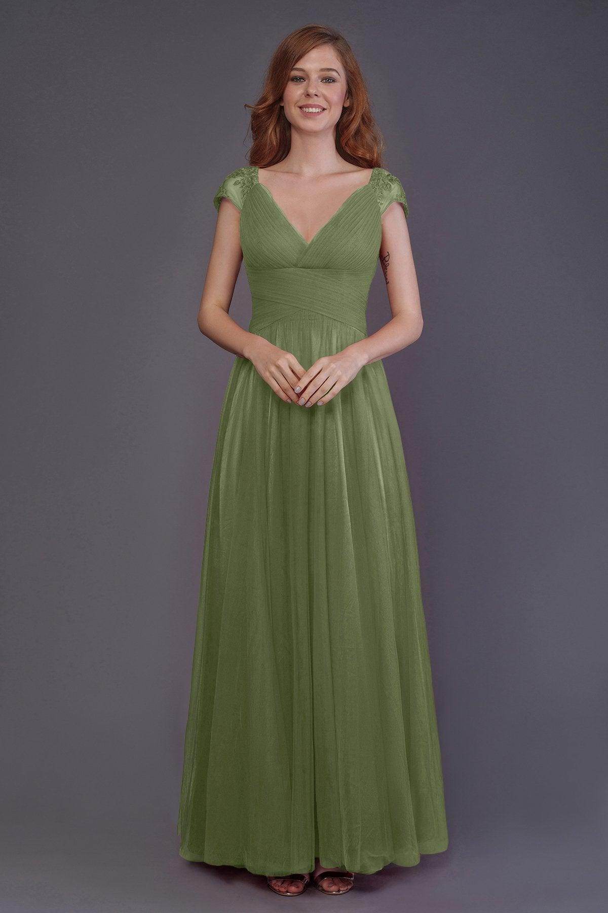 Sheath-Column Floor Length Tulle Bridesmaid Dress PR3510 - COCOMELODY