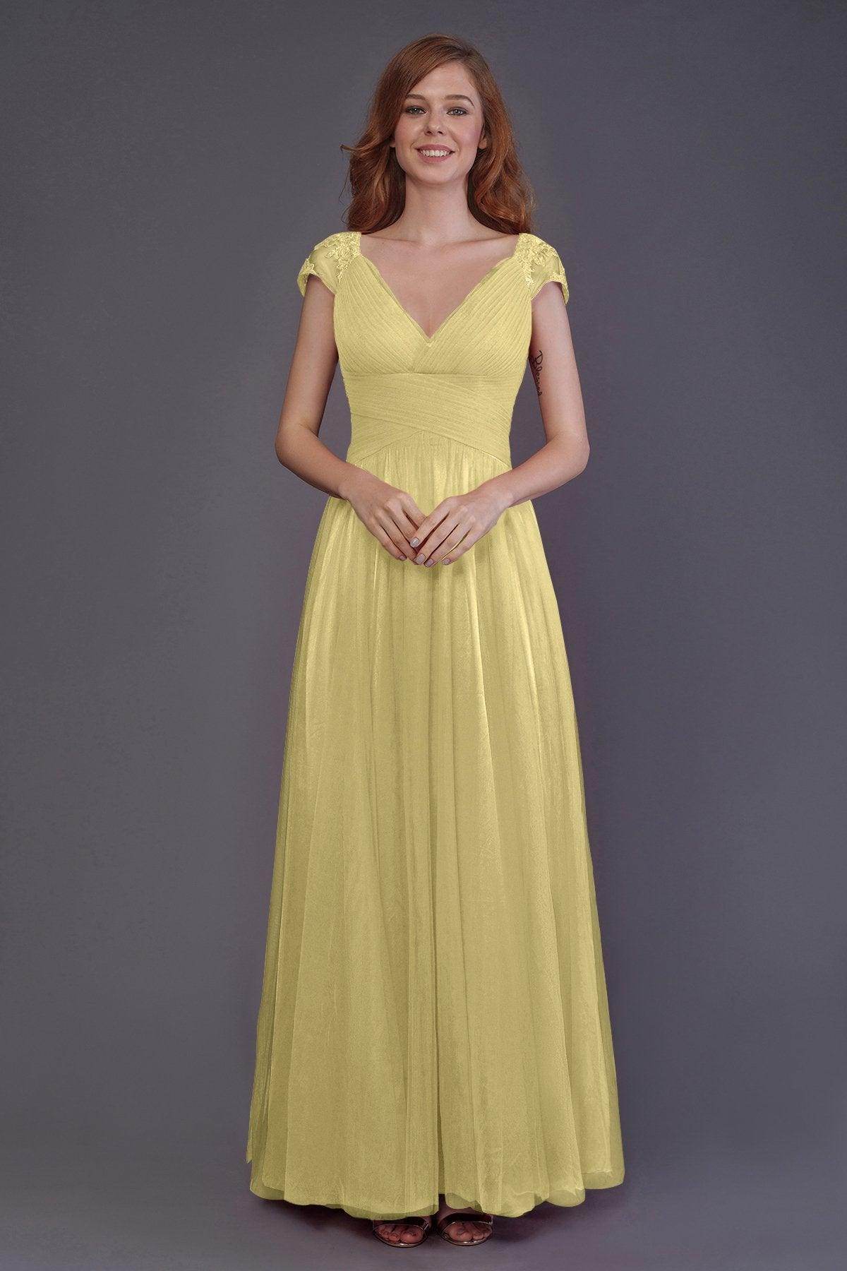 Sheath-Column Floor Length Tulle Bridesmaid Dress PR3510 - COCOMELODY