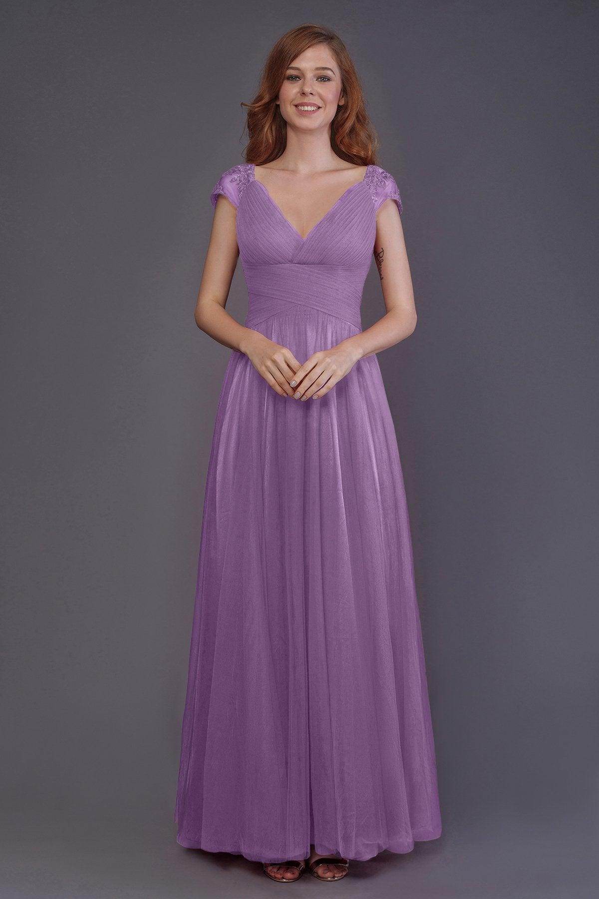 Sheath-Column Floor Length Tulle Bridesmaid Dress PR3510 - COCOMELODY
