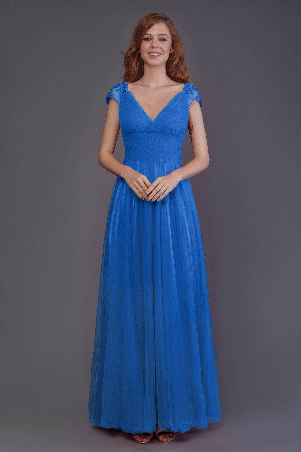 Sheath-Column Floor Length Tulle Bridesmaid Dress PR3510 - COCOMELODY