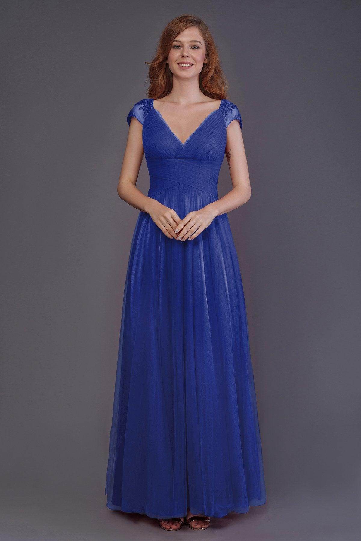 Sheath-Column Floor Length Tulle Bridesmaid Dress PR3510 - COCOMELODY
