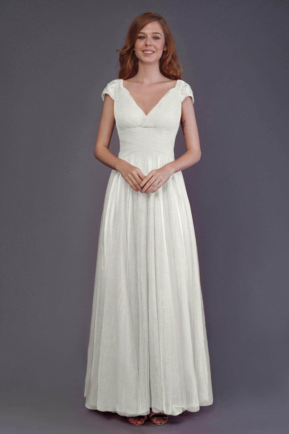 Sheath-Column Floor Length Tulle Bridesmaid Dress PR3510 - COCOMELODY
