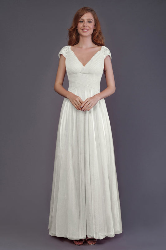 Sheath-Column Floor Length Tulle Bridesmaid Dress PR3510