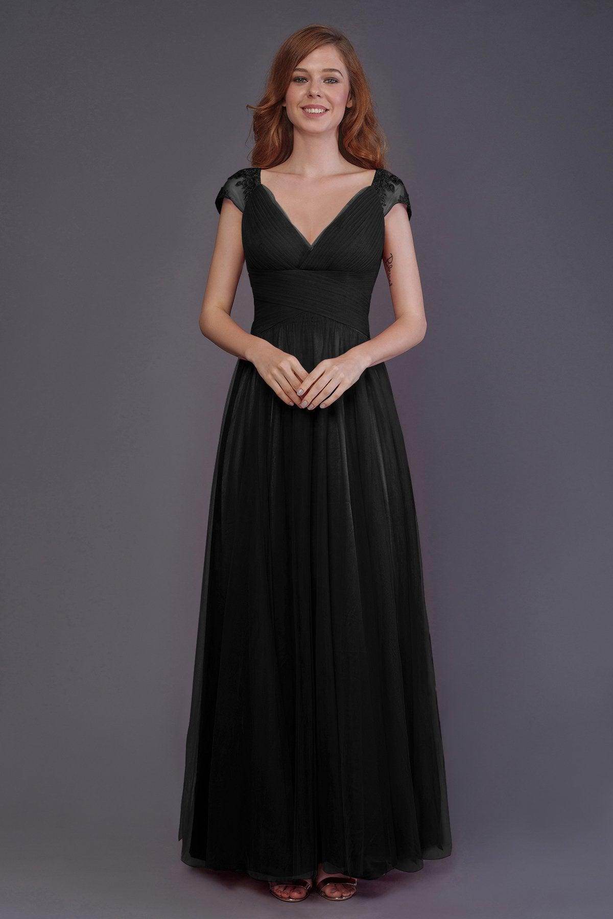 Sheath-Column Floor Length Tulle Bridesmaid Dress PR3510 - COCOMELODY