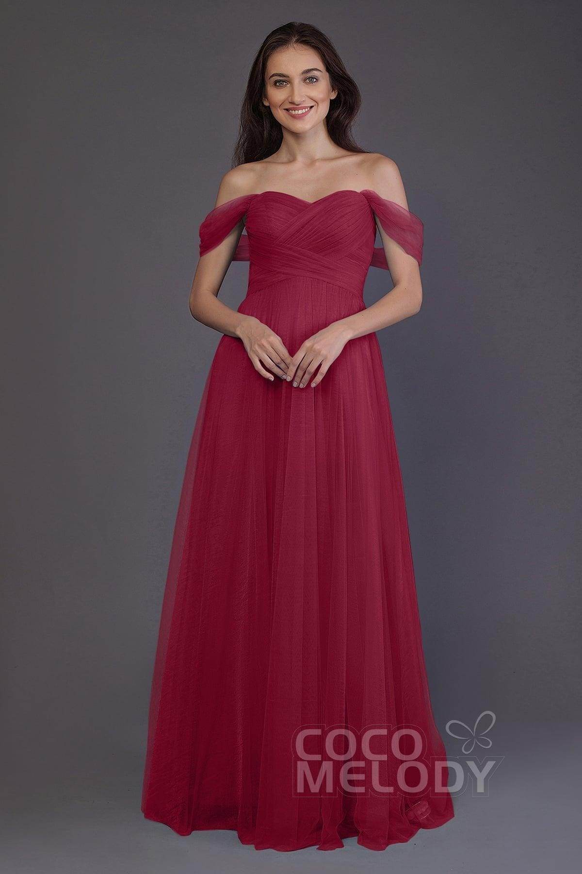 Sheath-Column Floor Length Tulle Bridesmaid Dress PR3512 - COCOMELODY