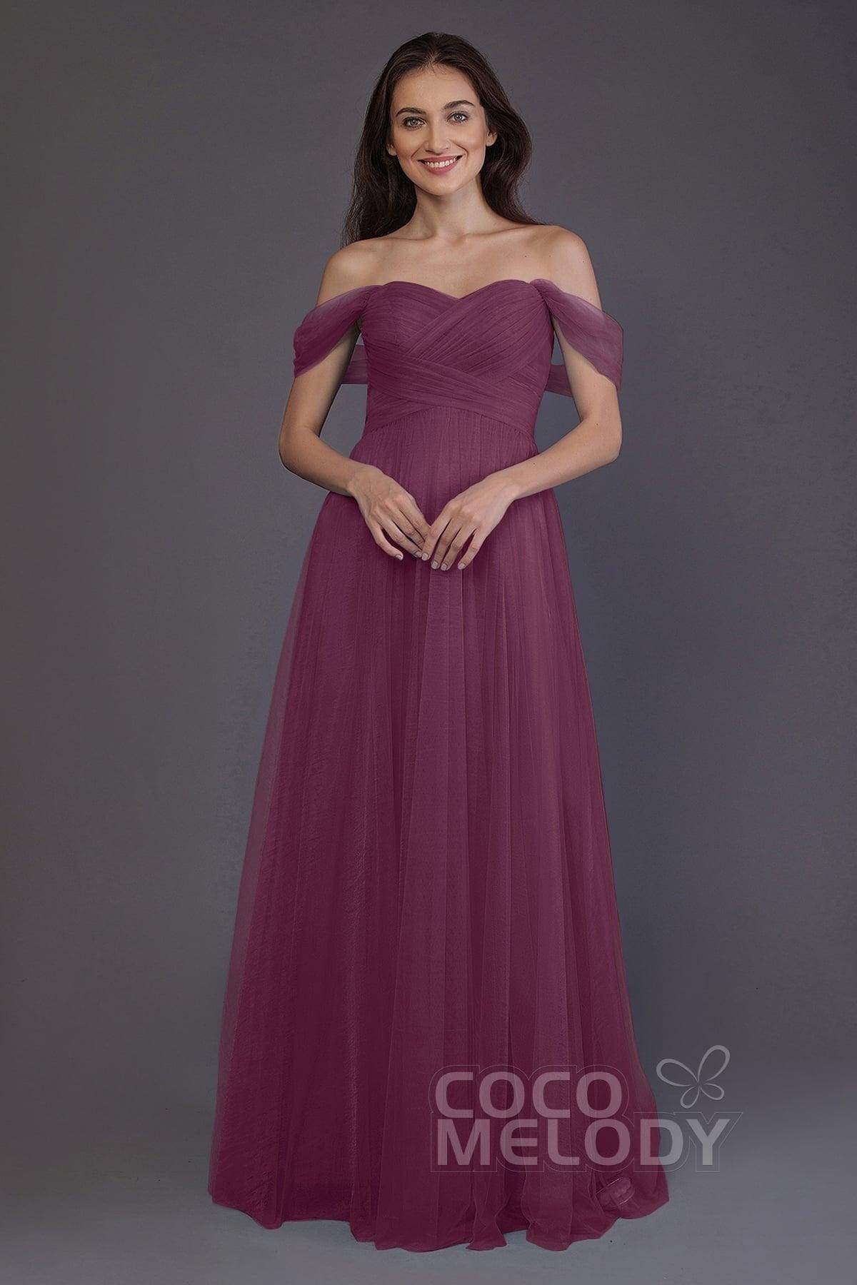 Sheath-Column Floor Length Tulle Bridesmaid Dress PR3512 - COCOMELODY