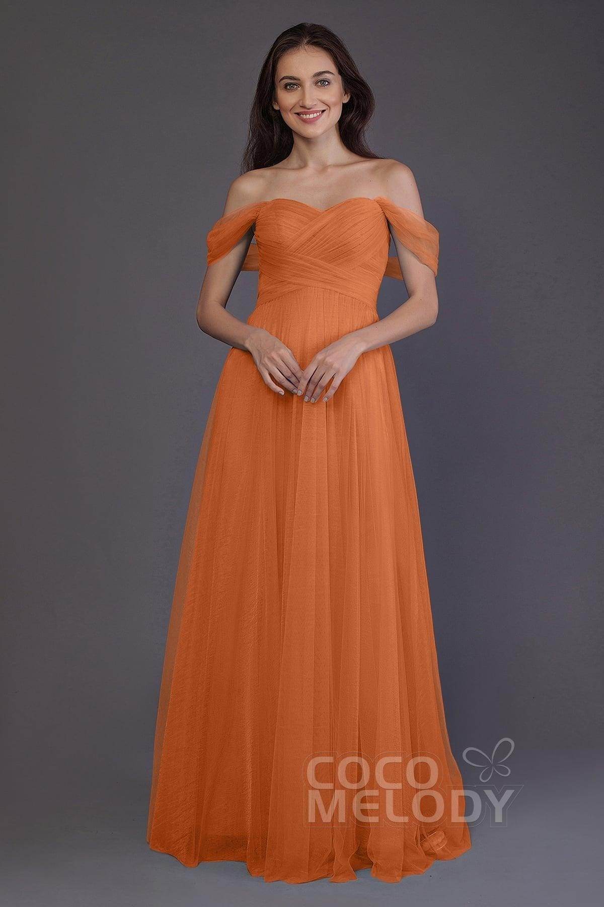 Sheath-Column Floor Length Tulle Bridesmaid Dress PR3512 - COCOMELODY