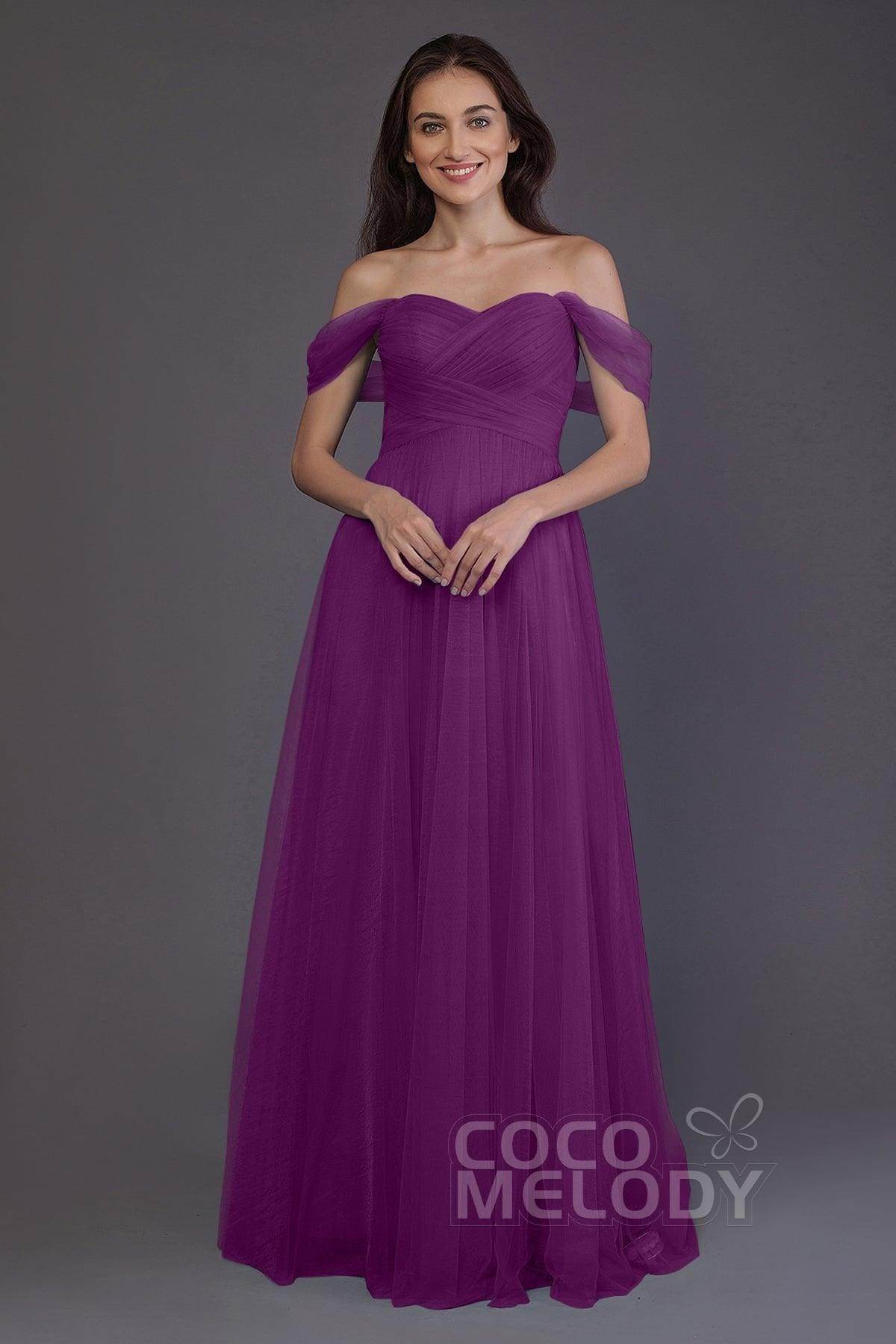 Sheath-Column Floor Length Tulle Bridesmaid Dress PR3512 - COCOMELODY