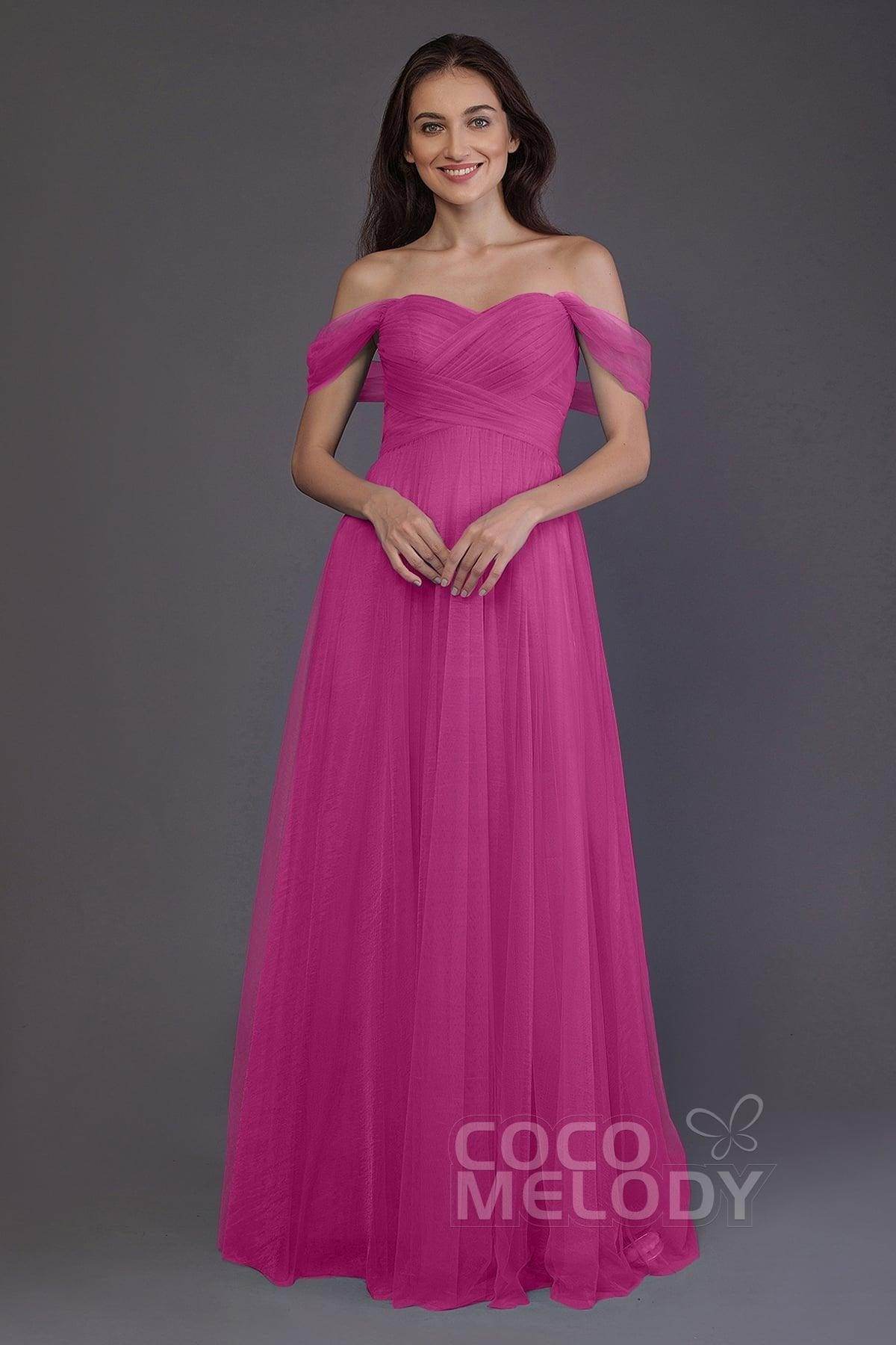 Sheath-Column Floor Length Tulle Bridesmaid Dress PR3512 - COCOMELODY