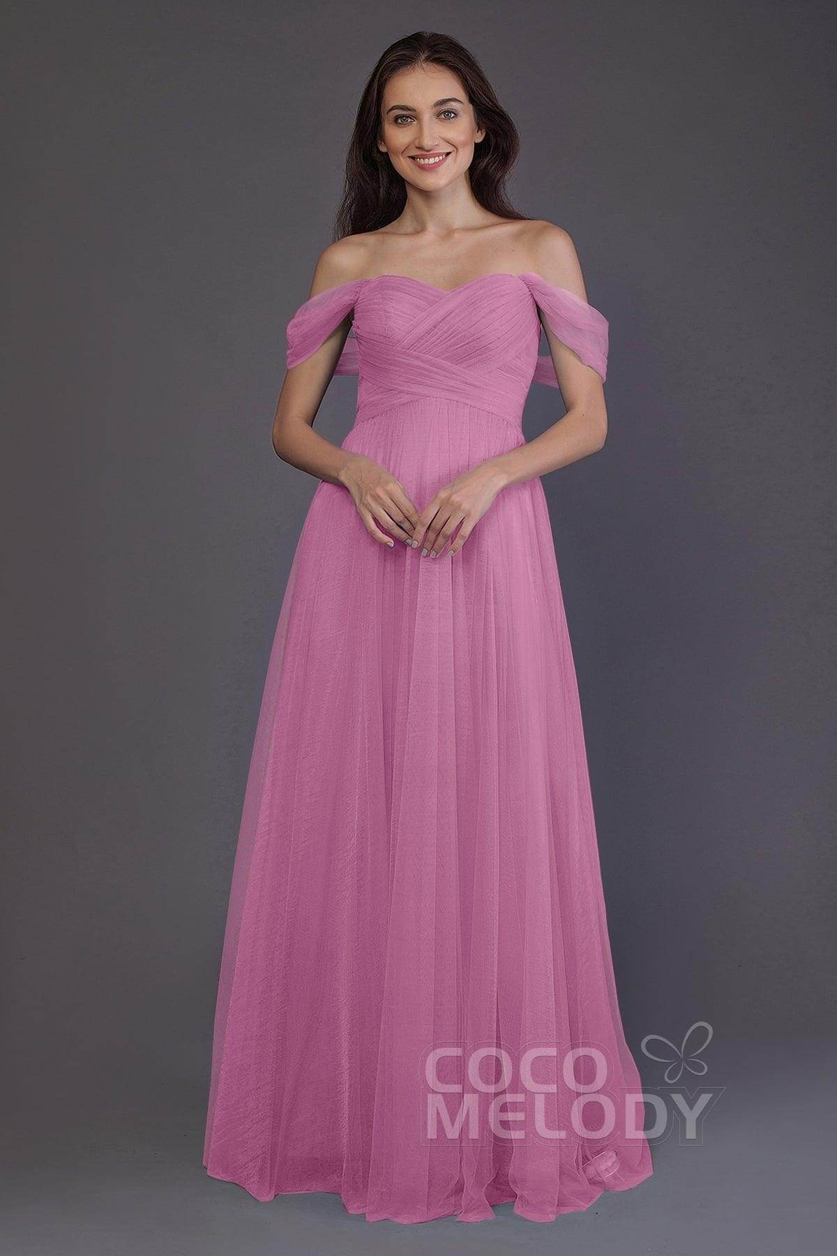 Sheath-Column Floor Length Tulle Bridesmaid Dress PR3512 - COCOMELODY