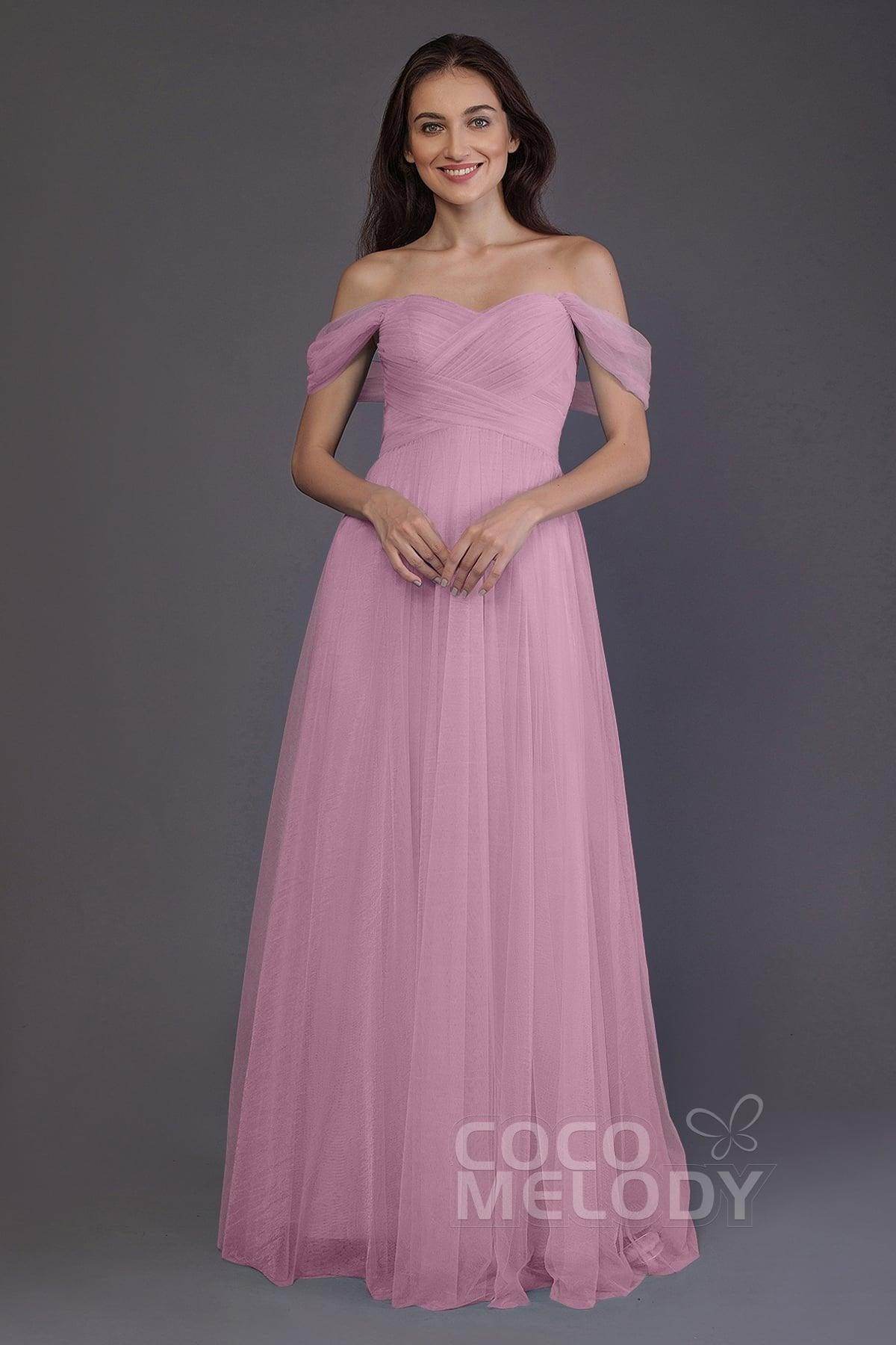 Sheath-Column Floor Length Tulle Bridesmaid Dress PR3512 - COCOMELODY