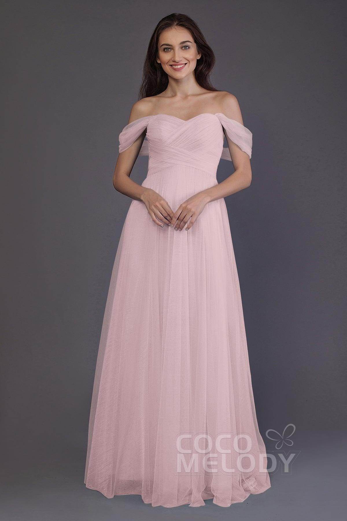 Sheath-Column Floor Length Tulle Bridesmaid Dress PR3512 - COCOMELODY