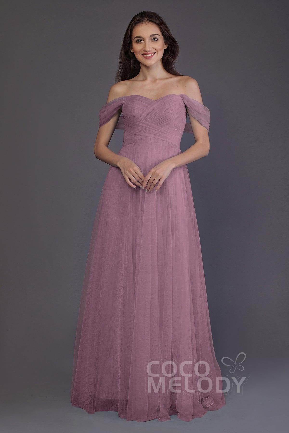 Sheath-Column Floor Length Tulle Bridesmaid Dress PR3512 - COCOMELODY