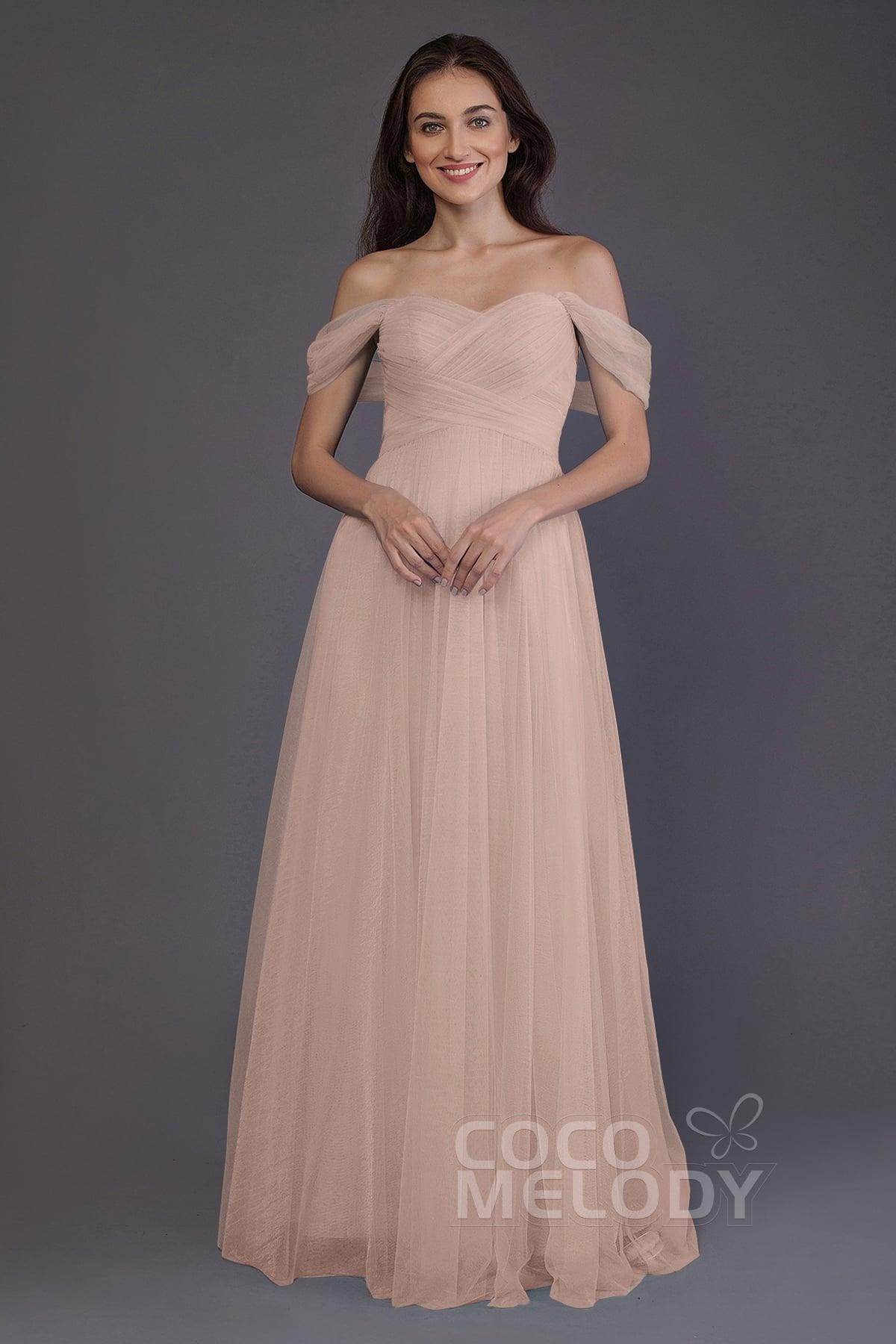 Sheath-Column Floor Length Tulle Bridesmaid Dress PR3512 - COCOMELODY