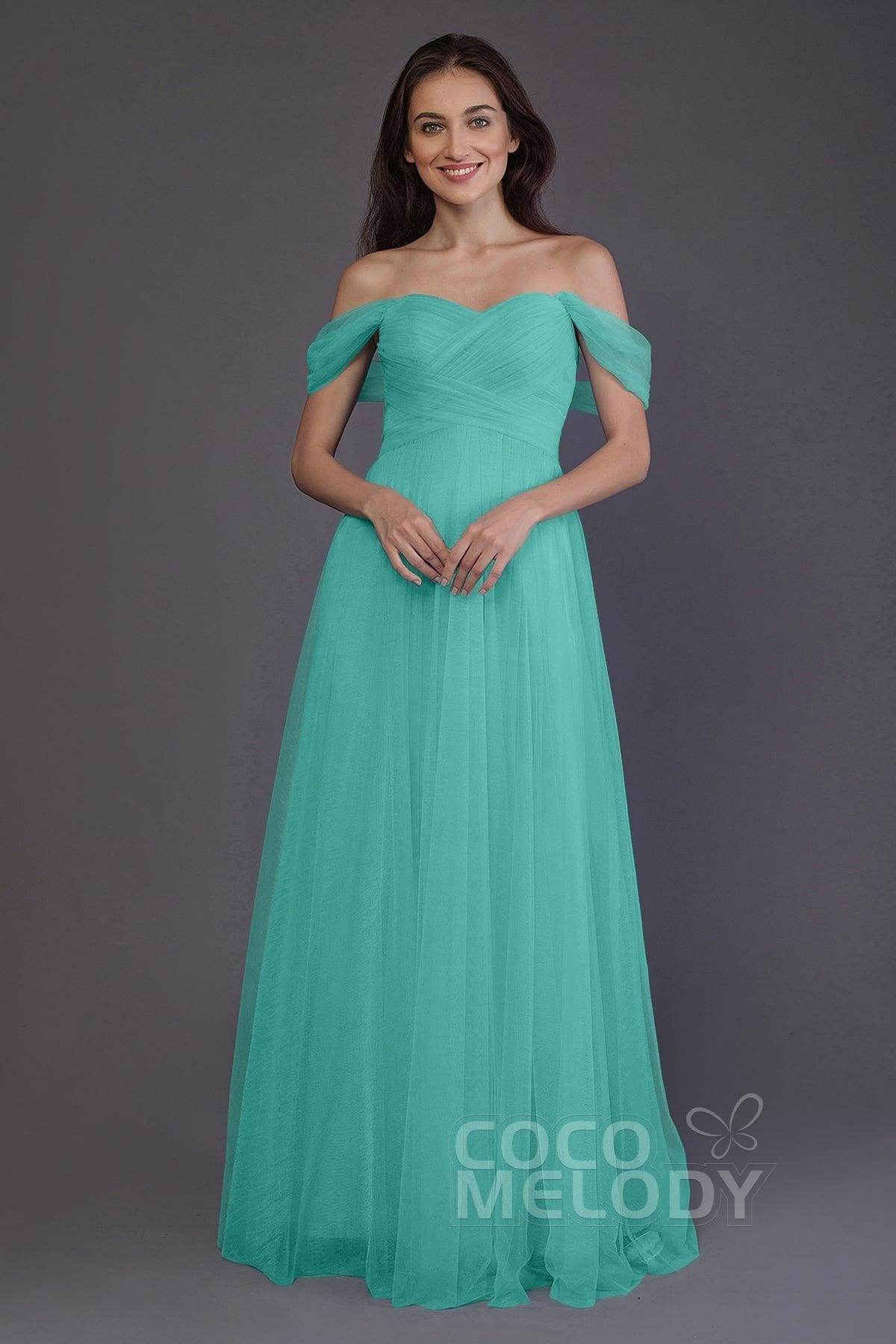 Sheath-Column Floor Length Tulle Bridesmaid Dress PR3512 - COCOMELODY