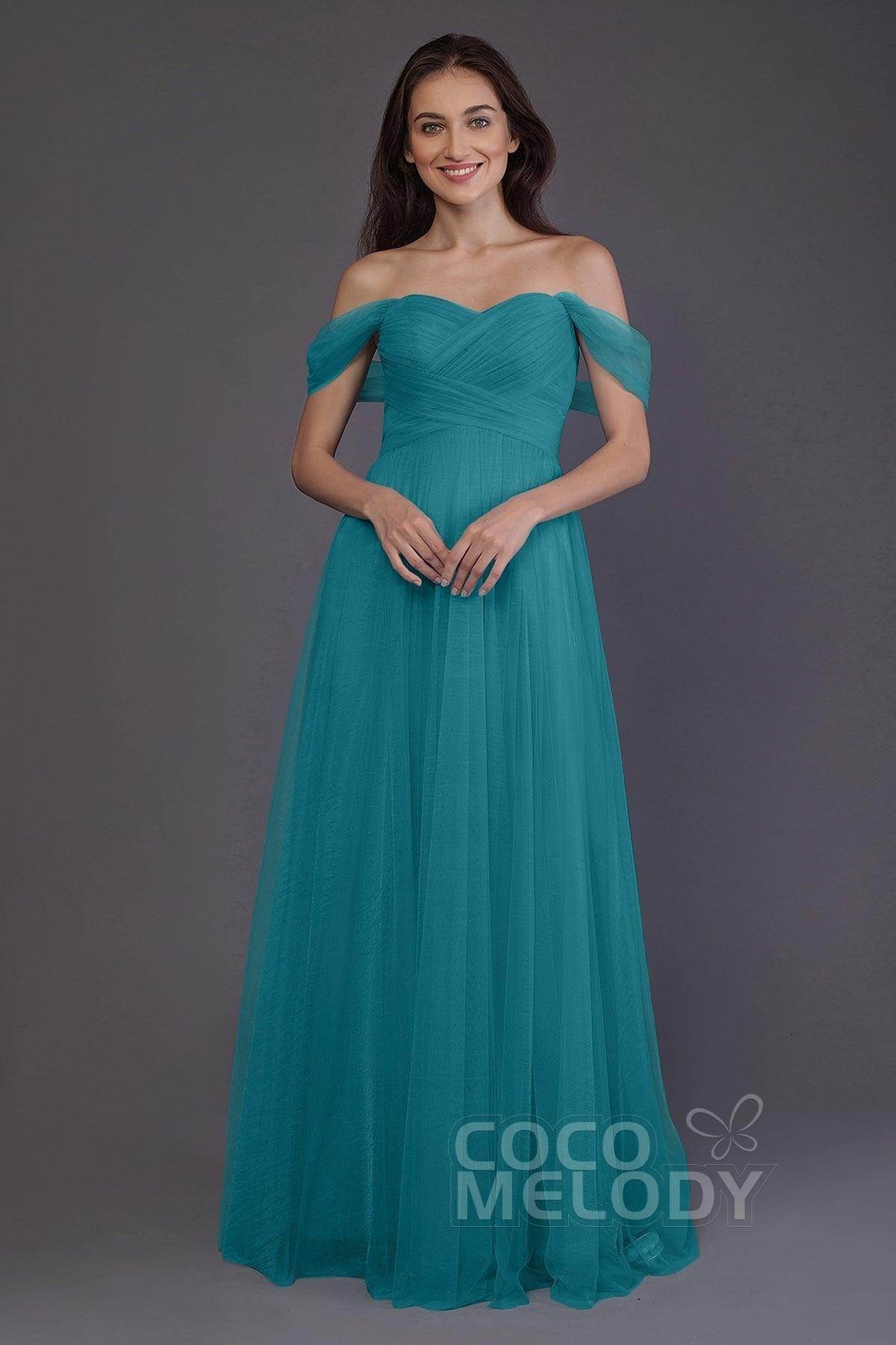 Sheath-Column Floor Length Tulle Bridesmaid Dress PR3512 - COCOMELODY