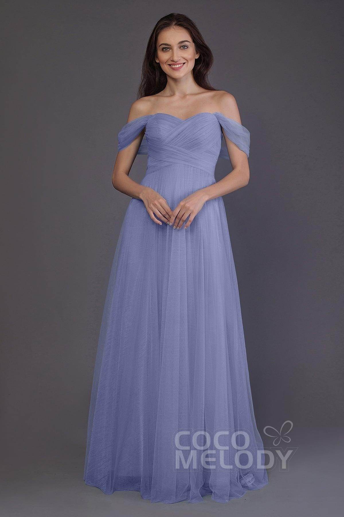 Sheath-Column Floor Length Tulle Bridesmaid Dress PR3512 - COCOMELODY