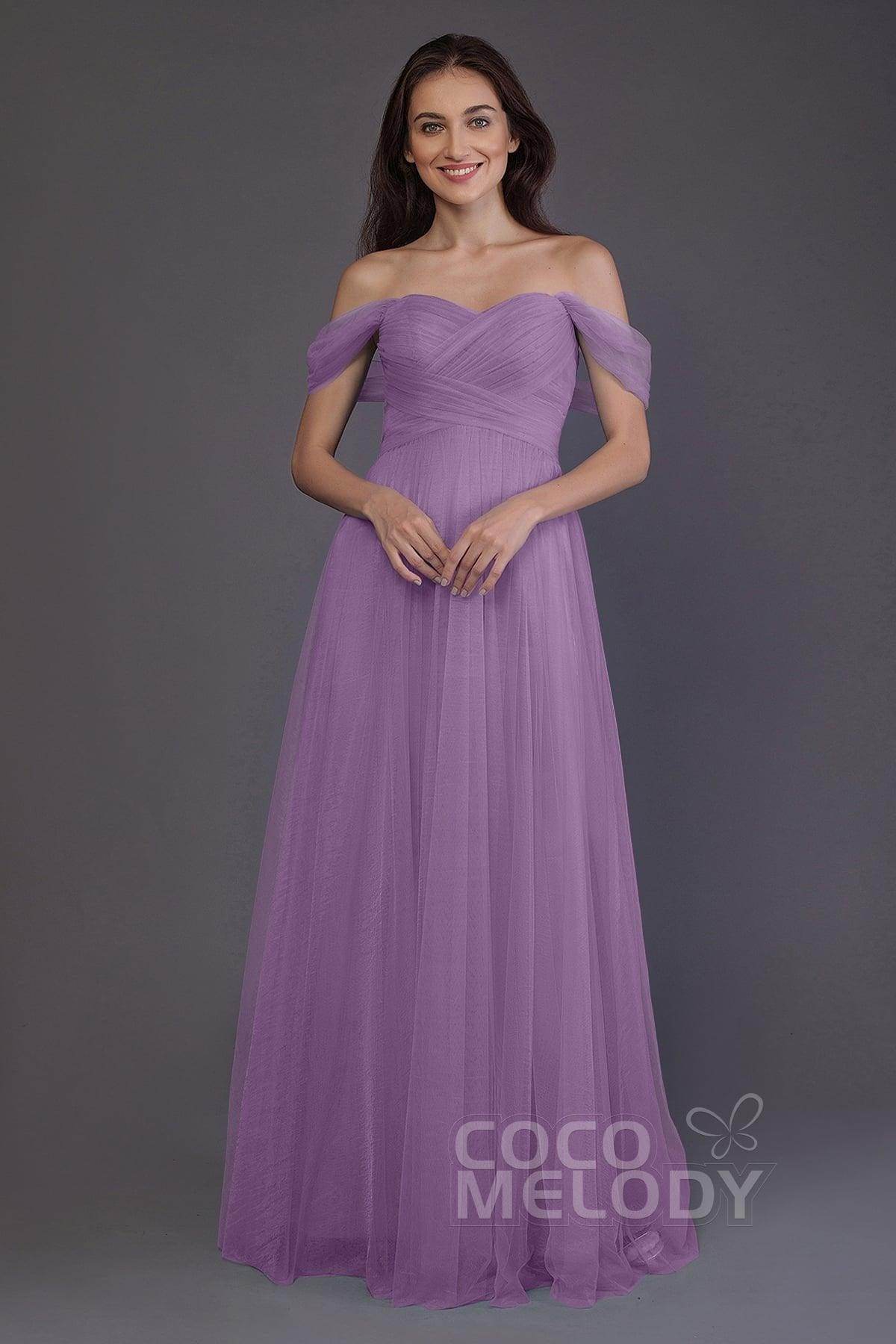 Sheath-Column Floor Length Tulle Bridesmaid Dress PR3512 - COCOMELODY