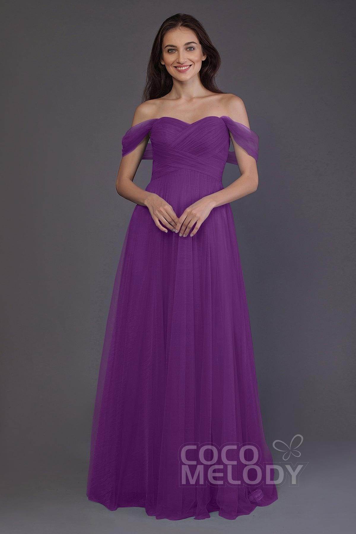 Sheath-Column Floor Length Tulle Bridesmaid Dress PR3512 - COCOMELODY