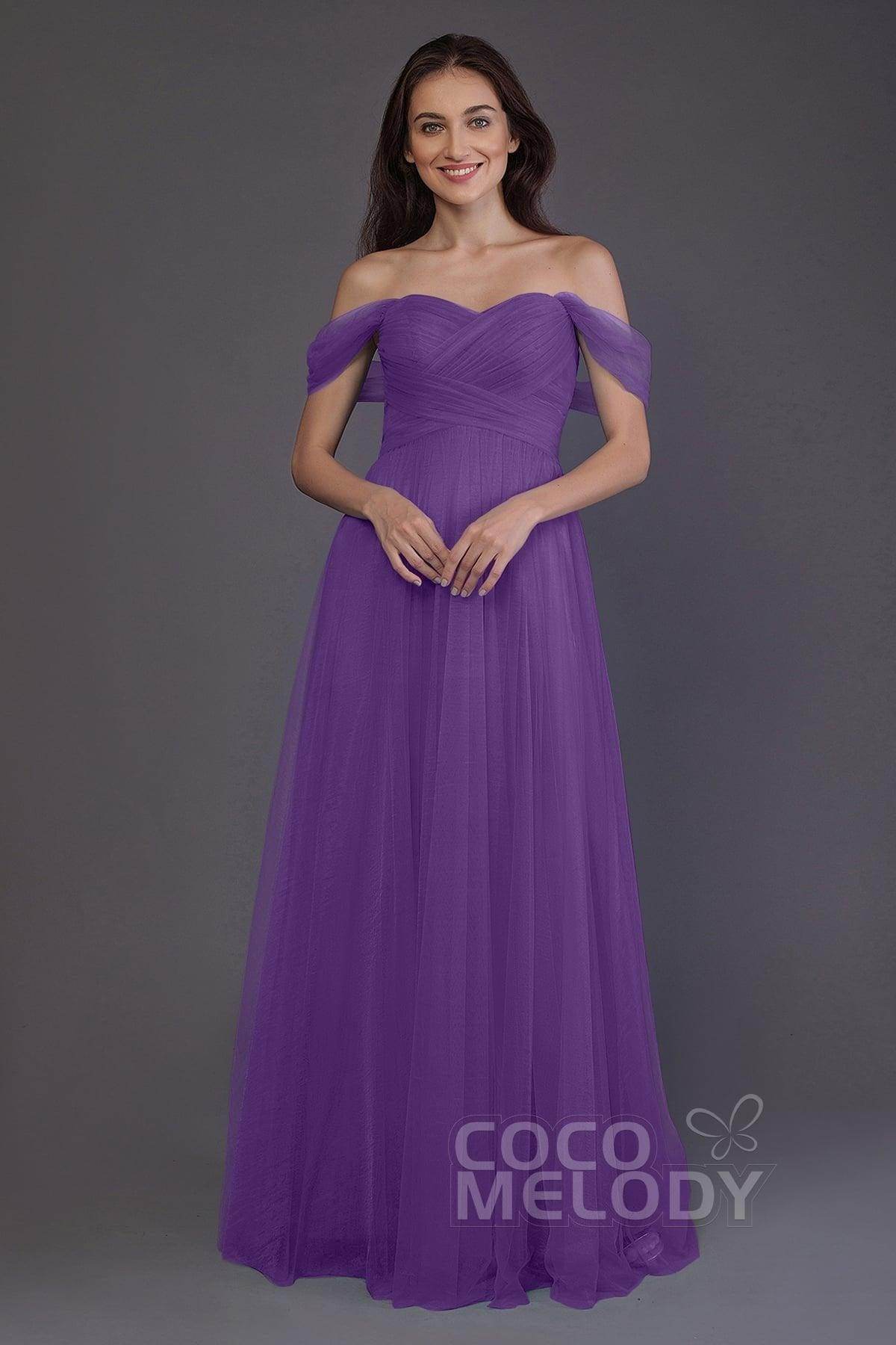 Sheath-Column Floor Length Tulle Bridesmaid Dress PR3512 - COCOMELODY