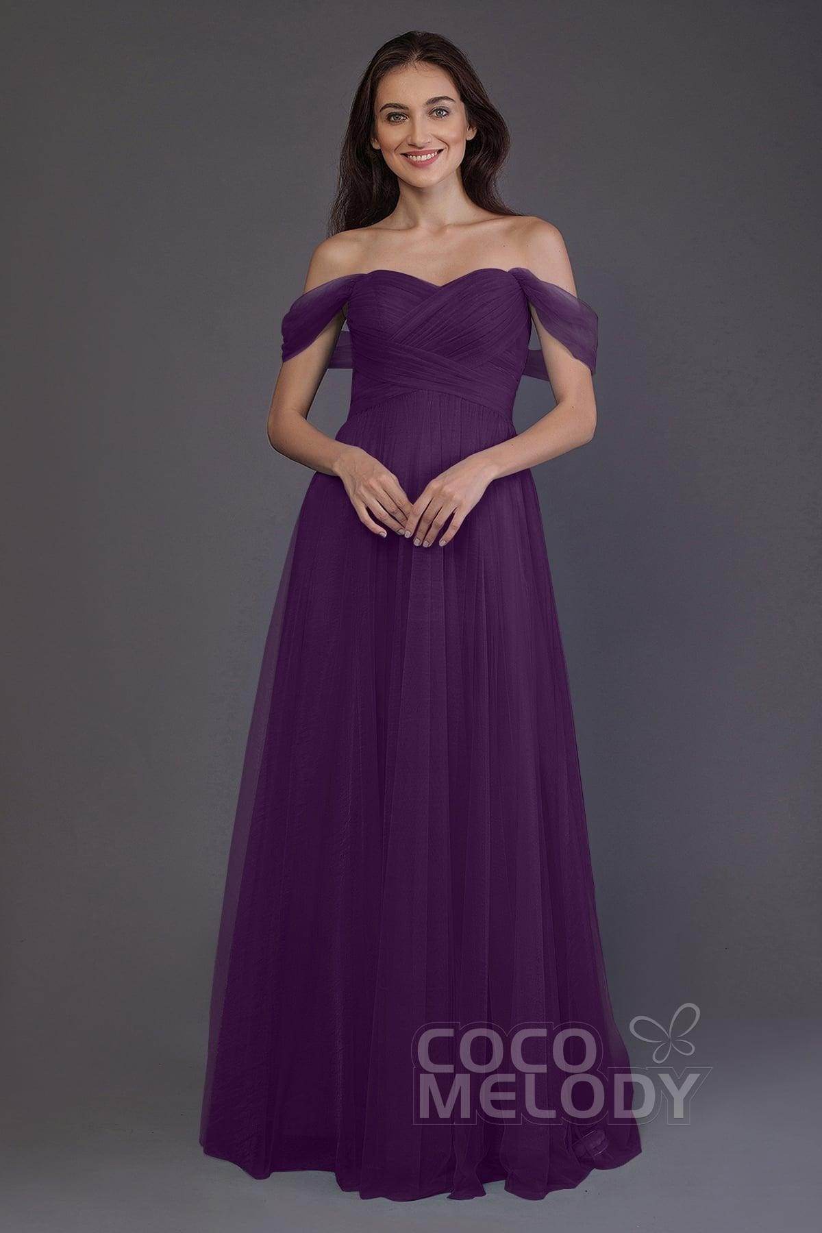 Sheath-Column Floor Length Tulle Bridesmaid Dress PR3512 - COCOMELODY