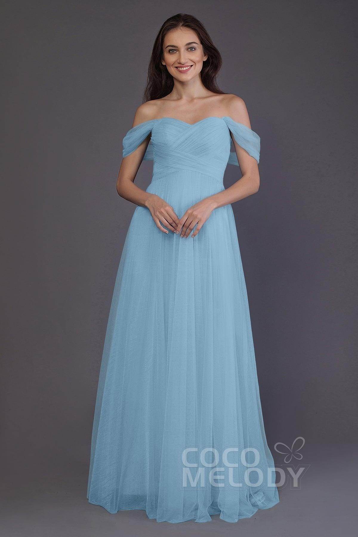 Sheath-Column Floor Length Tulle Bridesmaid Dress PR3512 - COCOMELODY