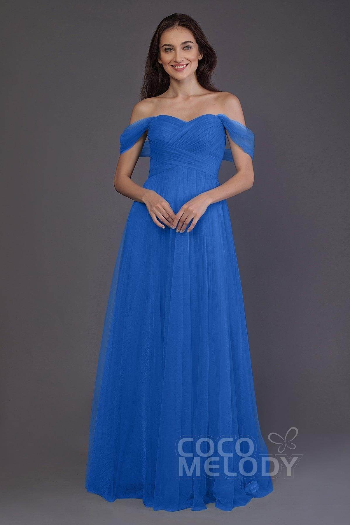 Sheath-Column Floor Length Tulle Bridesmaid Dress PR3512 - COCOMELODY
