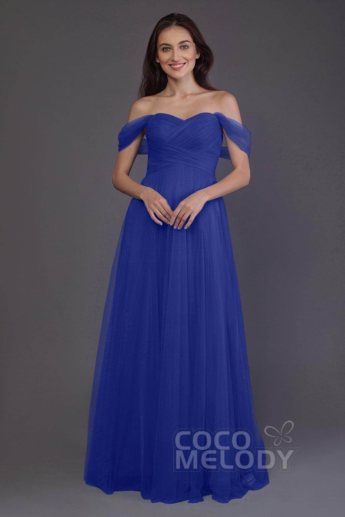 Sheath-Column Floor Length Tulle Bridesmaid Dress PR3512 - COCOMELODY