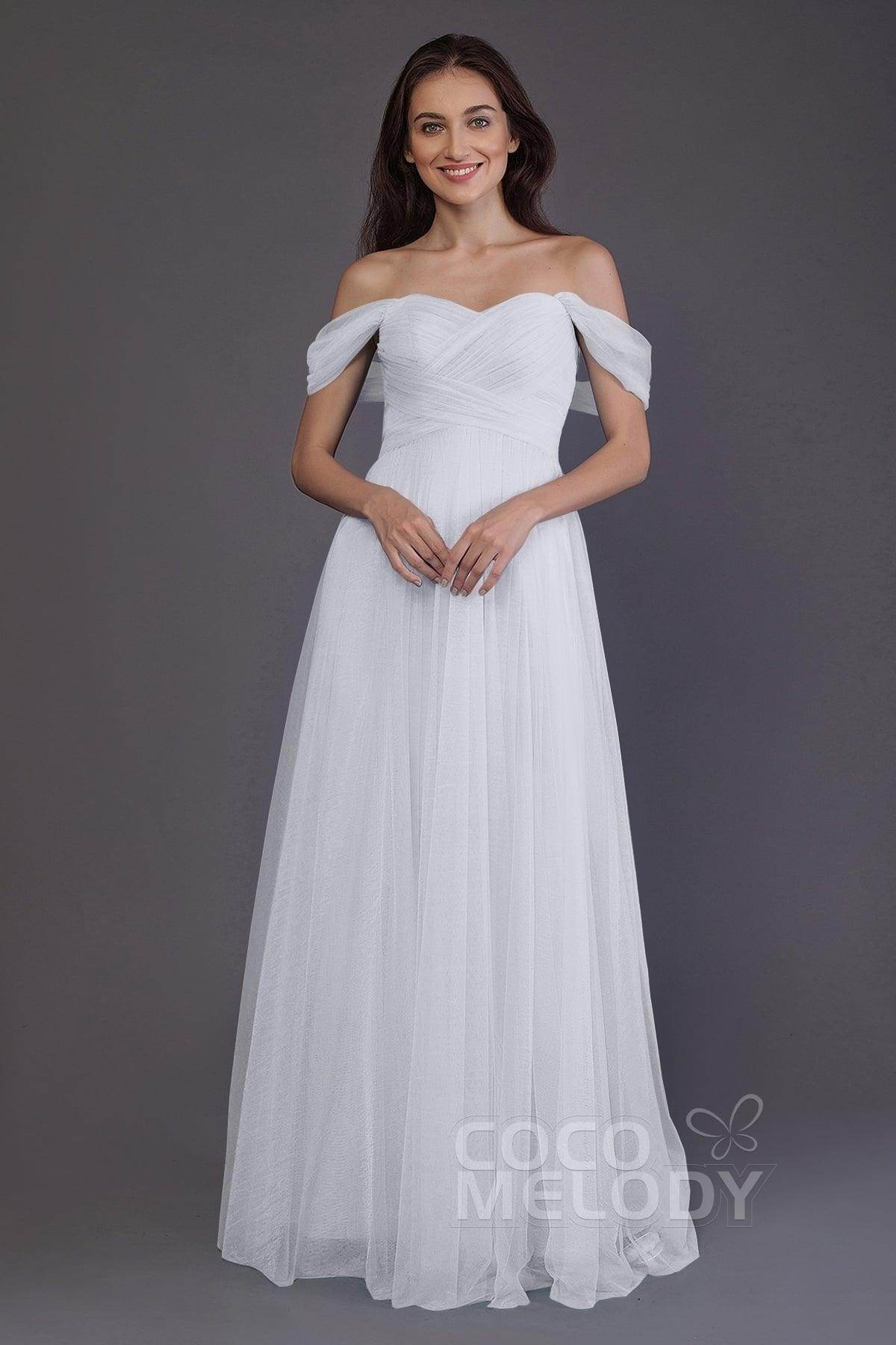 Sheath-Column Floor Length Tulle Bridesmaid Dress PR3512 - COCOMELODY