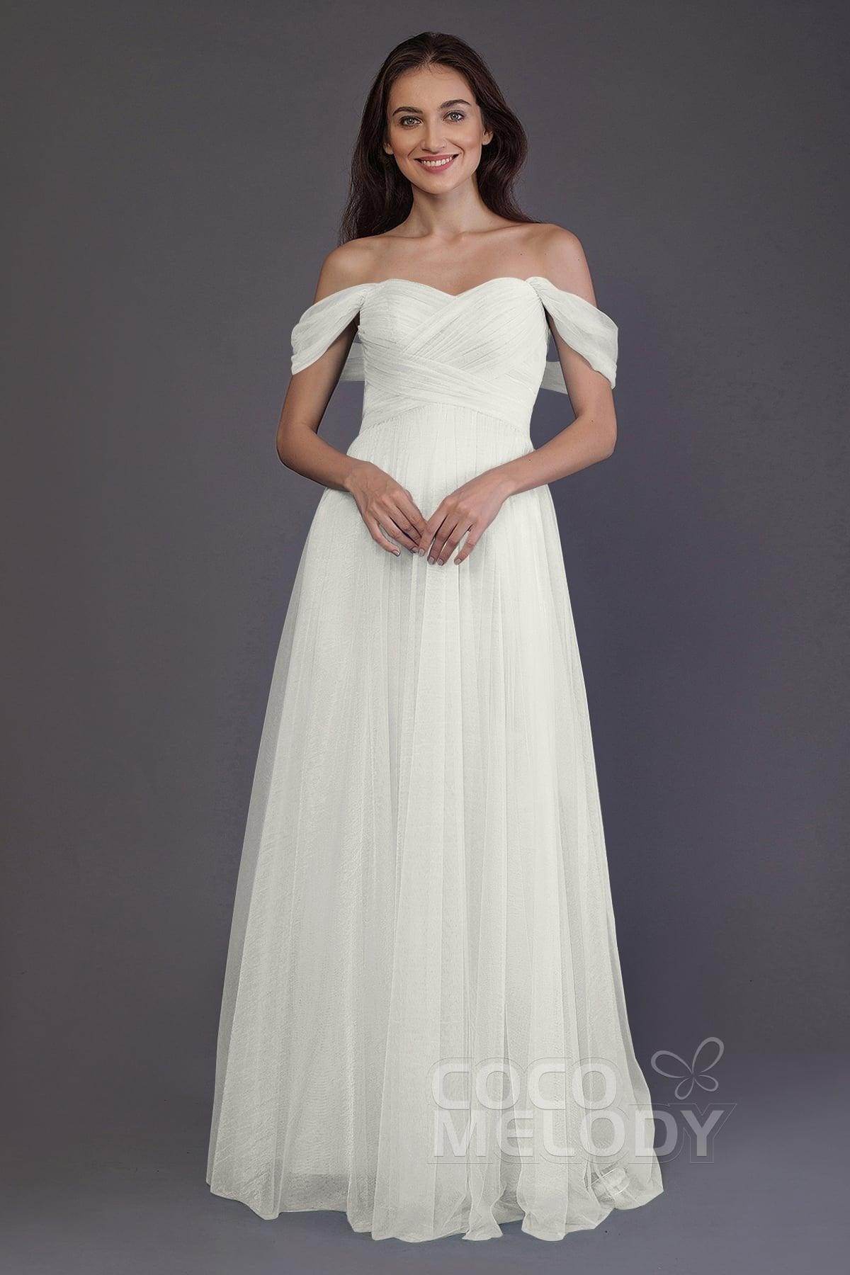 Sheath-Column Floor Length Tulle Bridesmaid Dress PR3512 - COCOMELODY