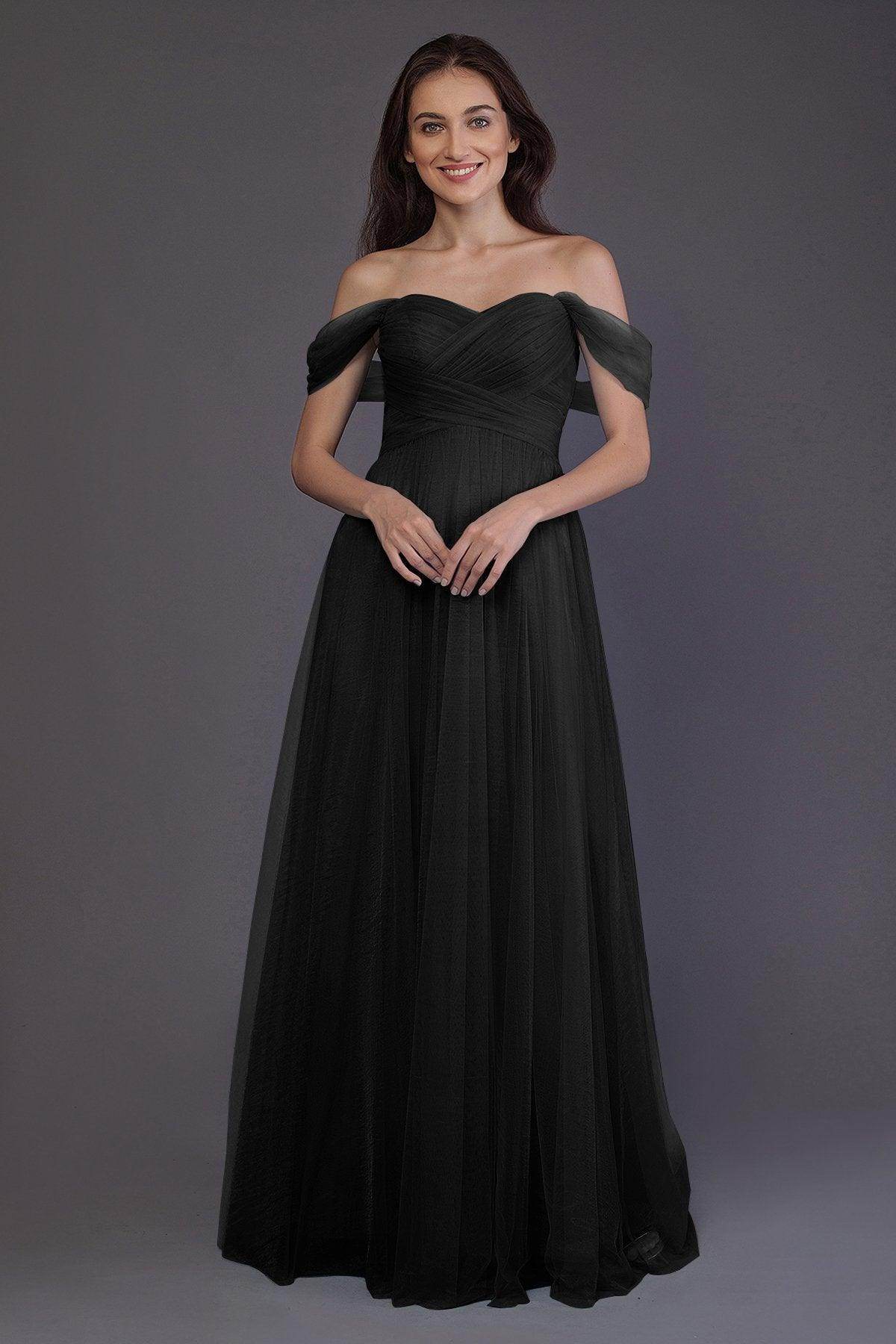 Sheath-Column Floor Length Tulle Bridesmaid Dress PR3512 - COCOMELODY