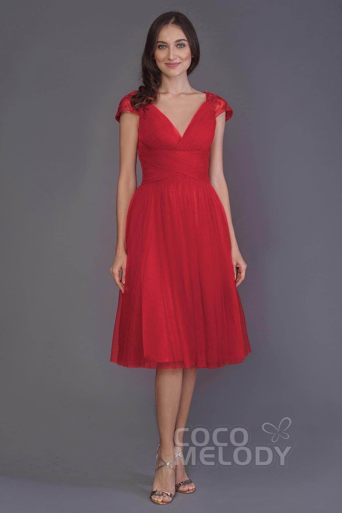 A-Line Knee Length Tulle Bridesmaid Dress PR3515 - COCOMELODY