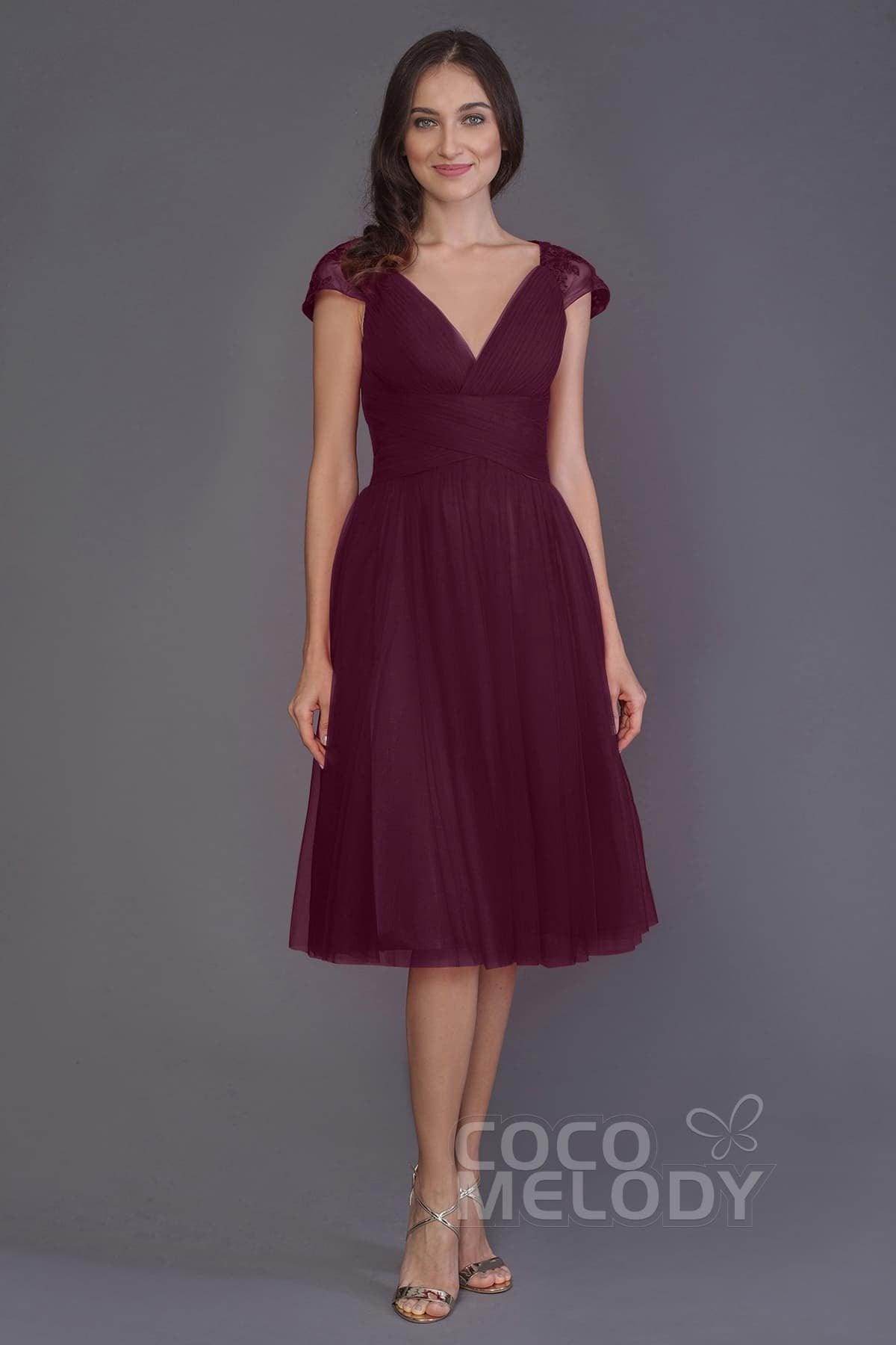 A-Line Knee Length Tulle Bridesmaid Dress PR3515 - COCOMELODY